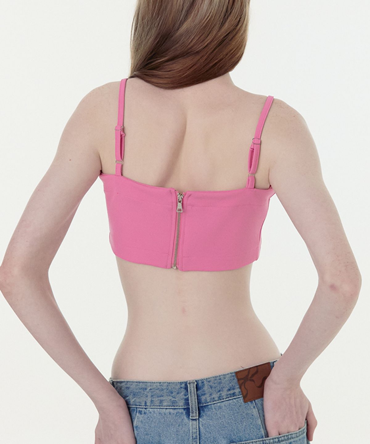 론론(RONRON) RIBBON JERSEY BUSTIER TOP PINK