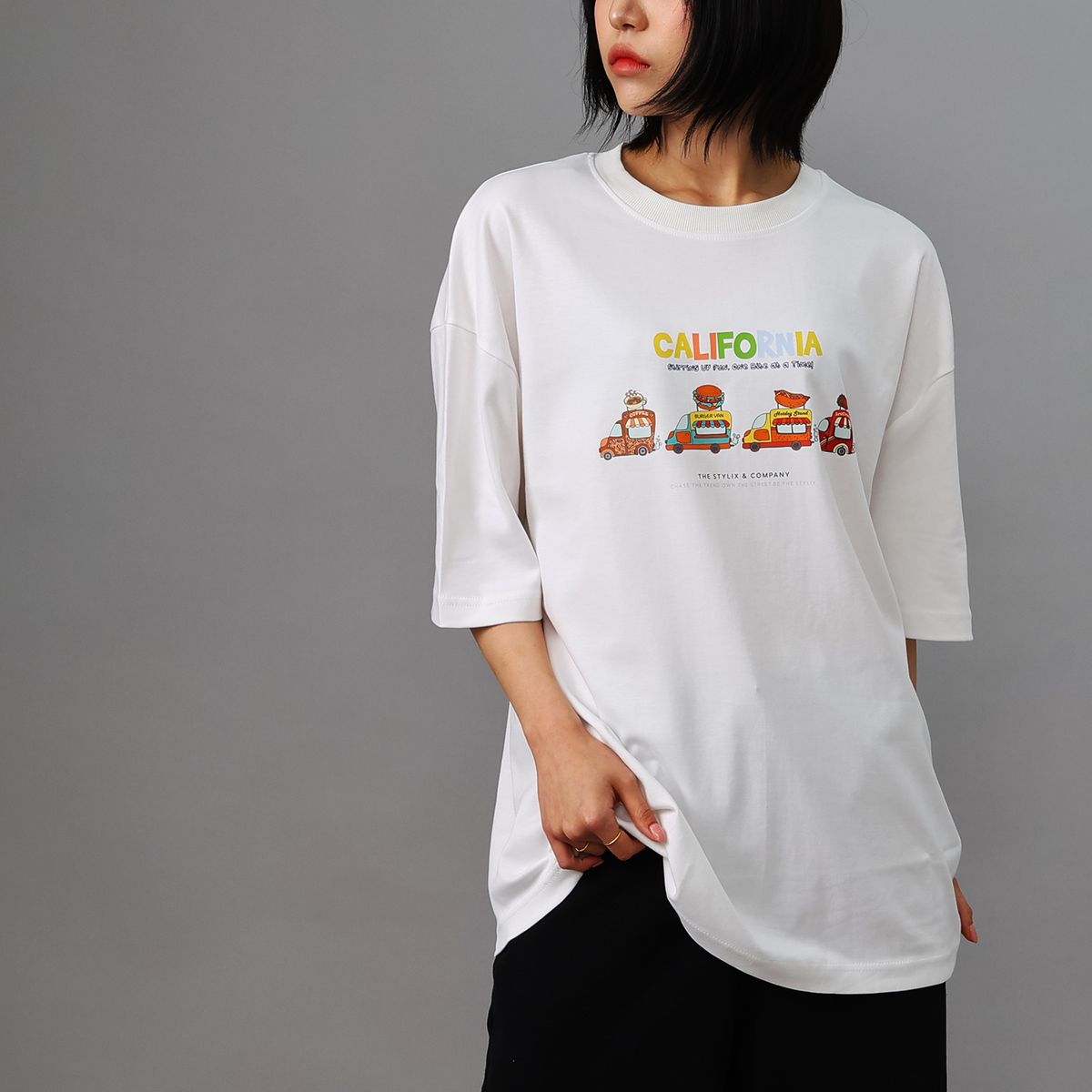 스타일릭스(STYLIX) 푸드트럭 순면 오버핏 반팔 티셔츠 2COLOR