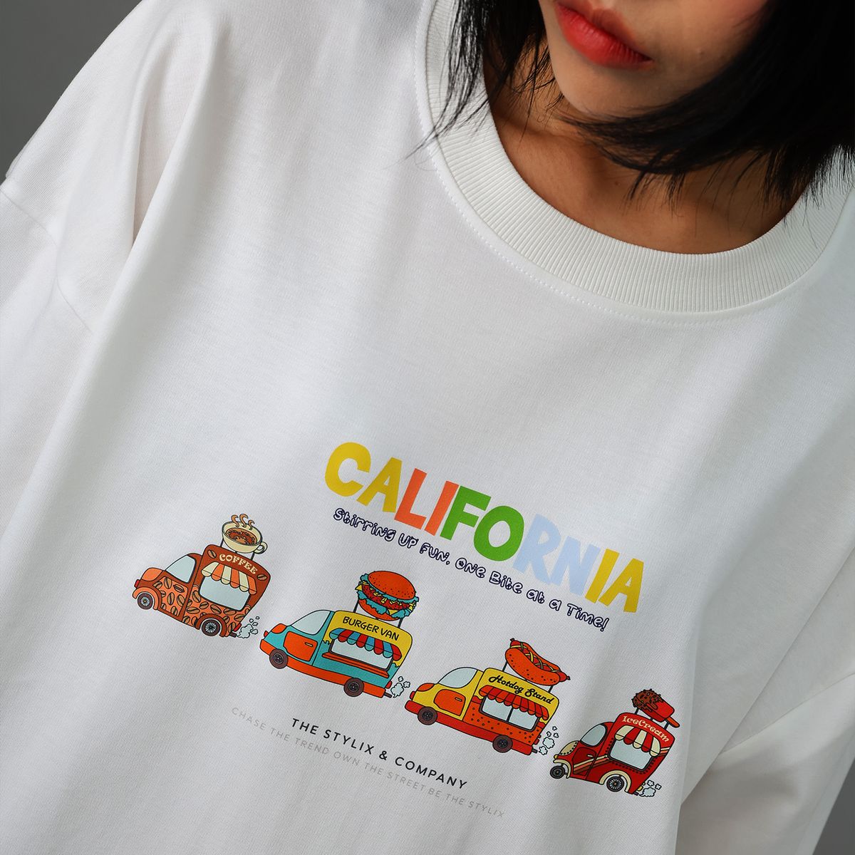 스타일릭스(STYLIX) 푸드트럭 순면 오버핏 반팔 티셔츠 2COLOR