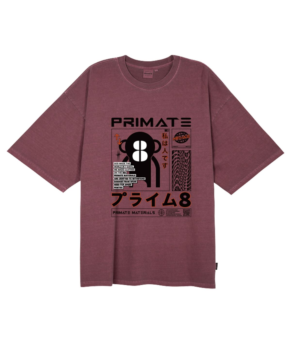 프라임에이트(PRIMATE) MARSHMELLO 오버핏 피그먼트 반팔티셔츠 4 COLORS