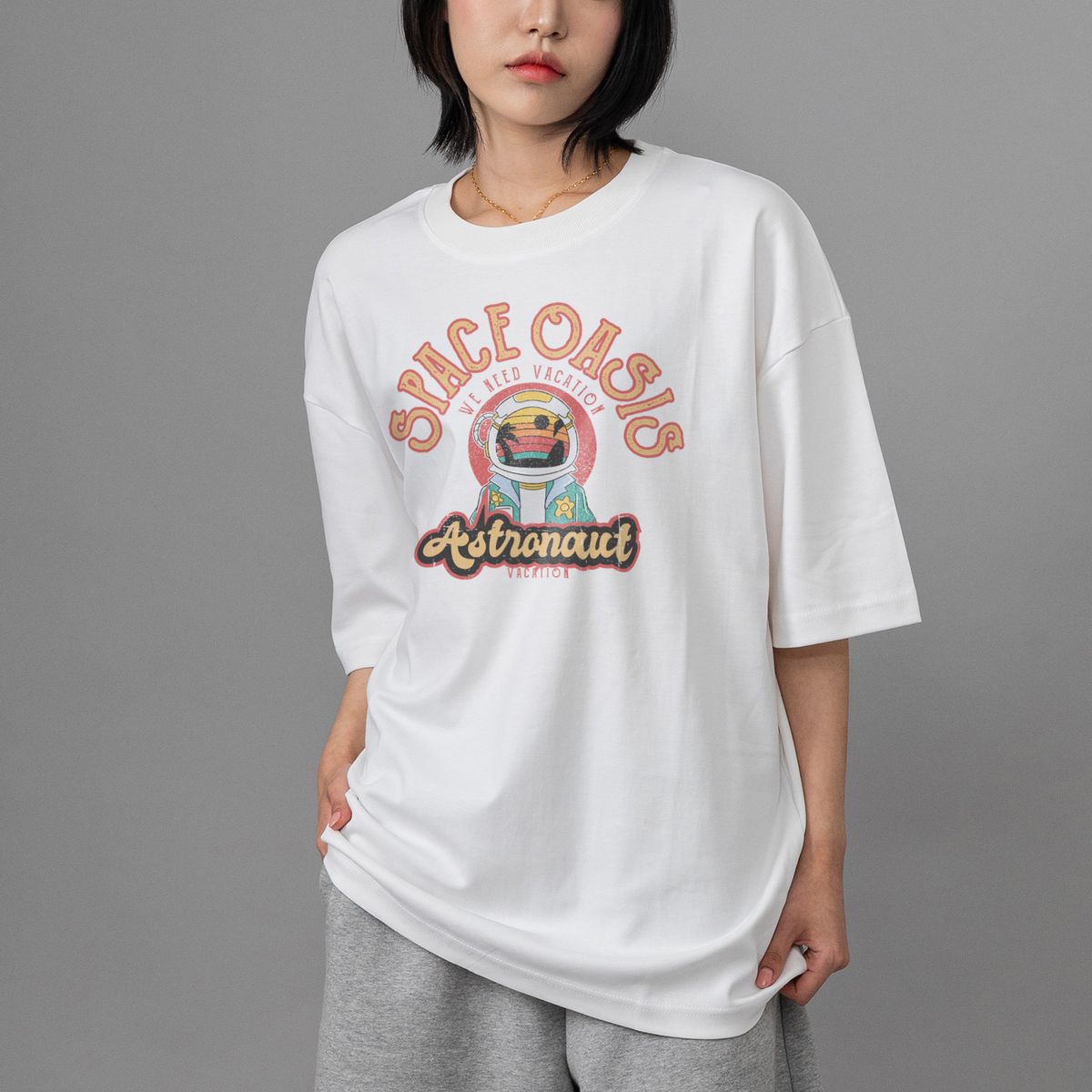 스타일릭스(STYLIX) 스페이스오아시스 순면 오버핏 반팔 티셔츠 4COLOR
