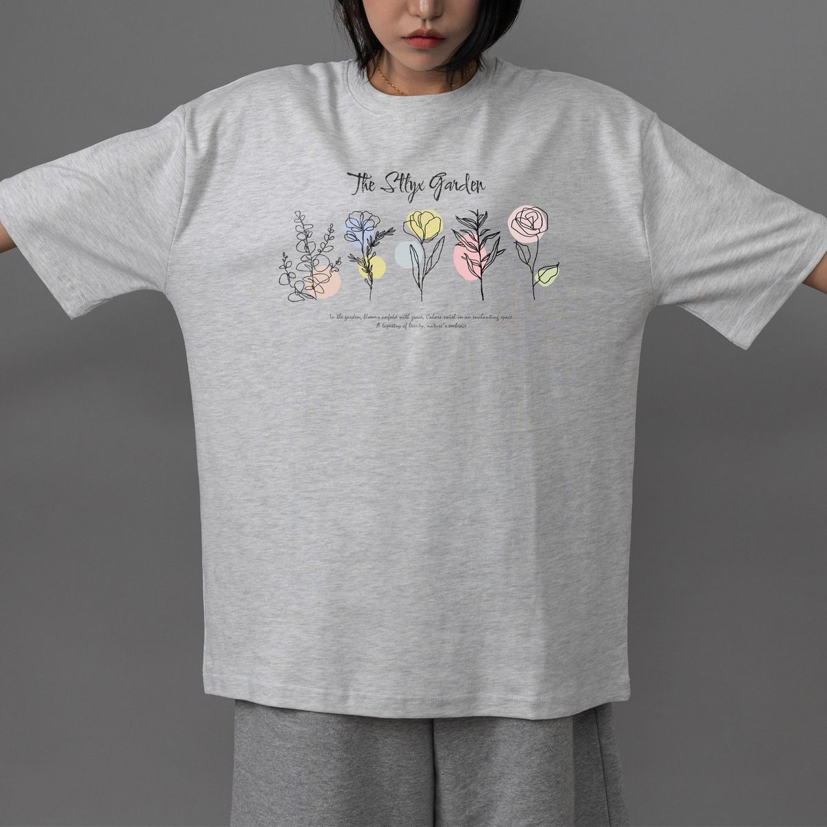 스타일릭스(STYLIX) 플라워가든 순면 오버핏 반팔 티셔츠 2COLOR