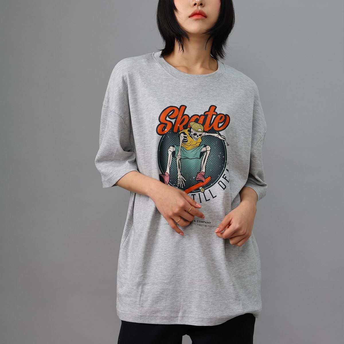 스타일릭스(STYLIX) 스케이트 순면 오버핏 반팔 티셔츠 2COLOR
