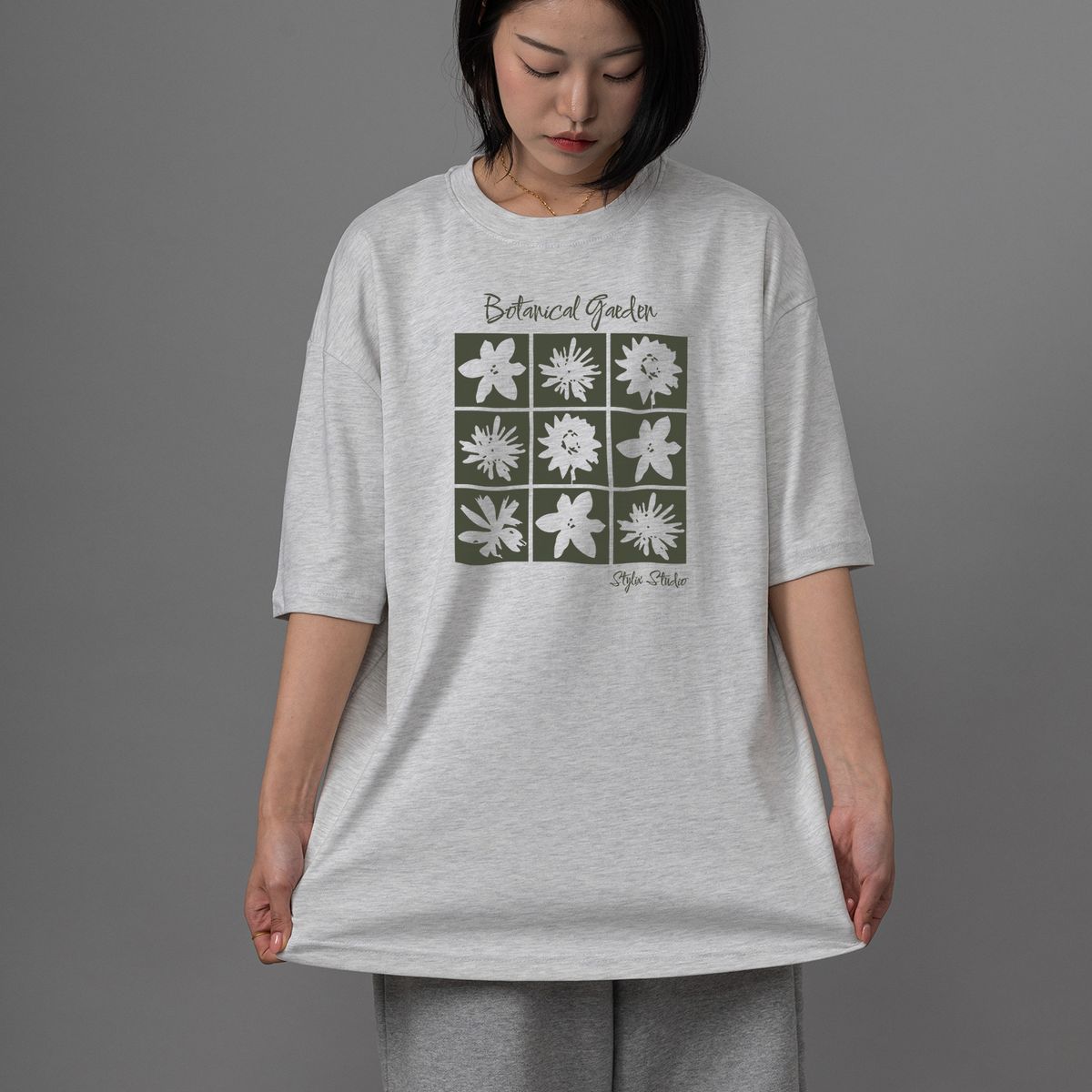 스타일릭스(STYLIX) 보타니컬가든 순면 오버핏 반팔 티셔츠 4COLOR