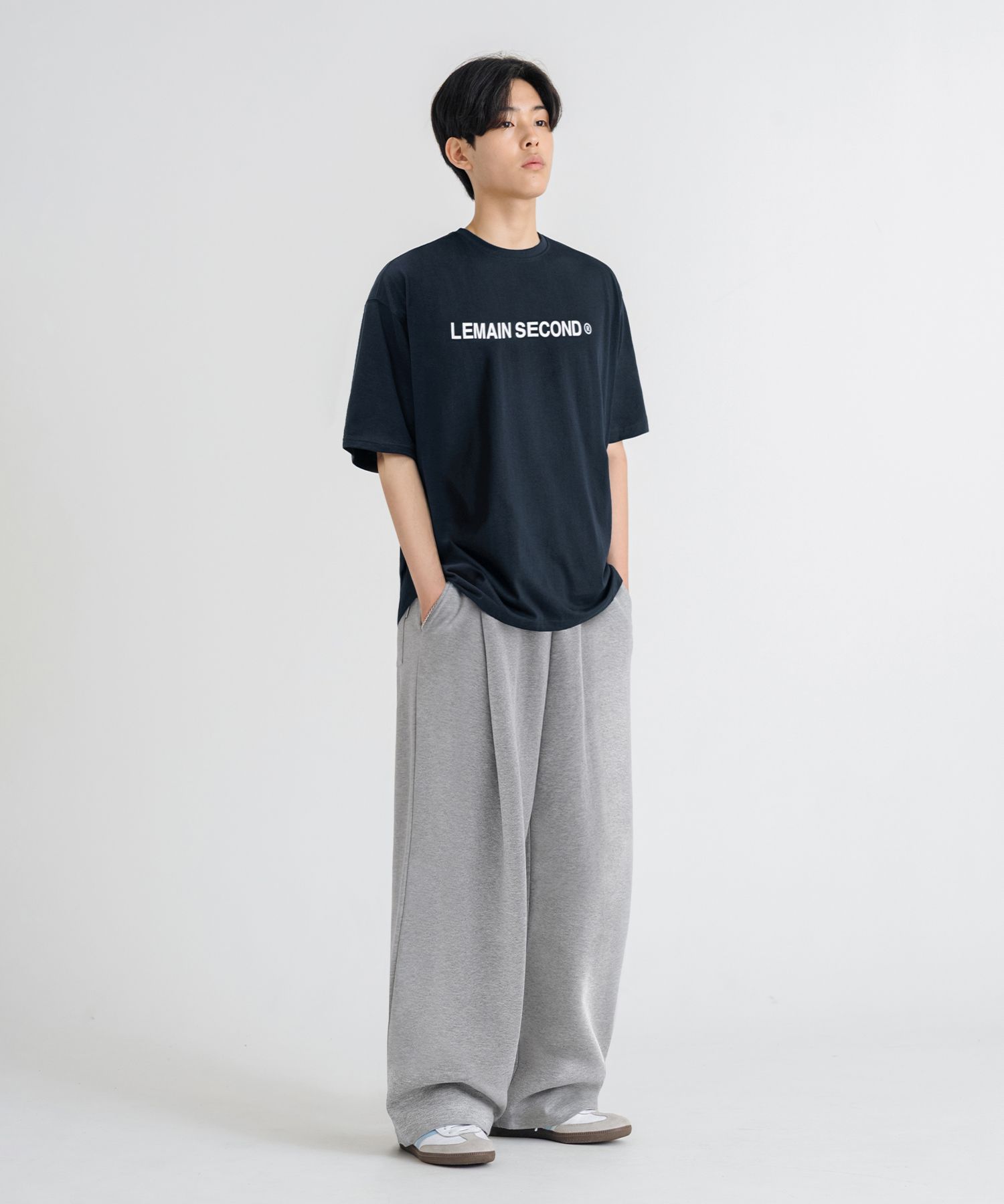 MUSINSA公式 | LEMAIN SECOND ONE-TUCK WIDE SWEAT PANTS [GRAY]