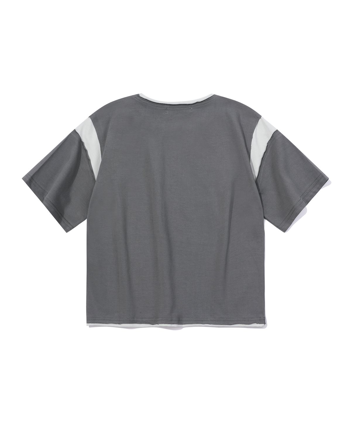 에피소드 언타이틀(EPISODE UNTITLED) CROP MATCH COLORS LOGO PRINT T-SHIRT_DARK GREY