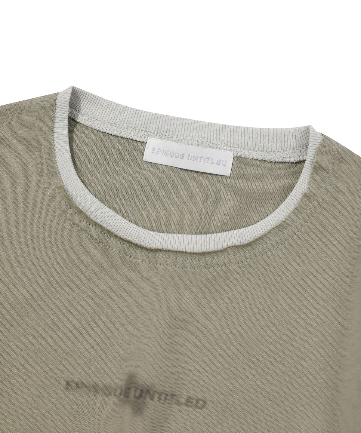 에피소드 언타이틀(EPISODE UNTITLED) CROP MATCH COLORS LOGO PRINT T-SHIRT_MINT KHAKI