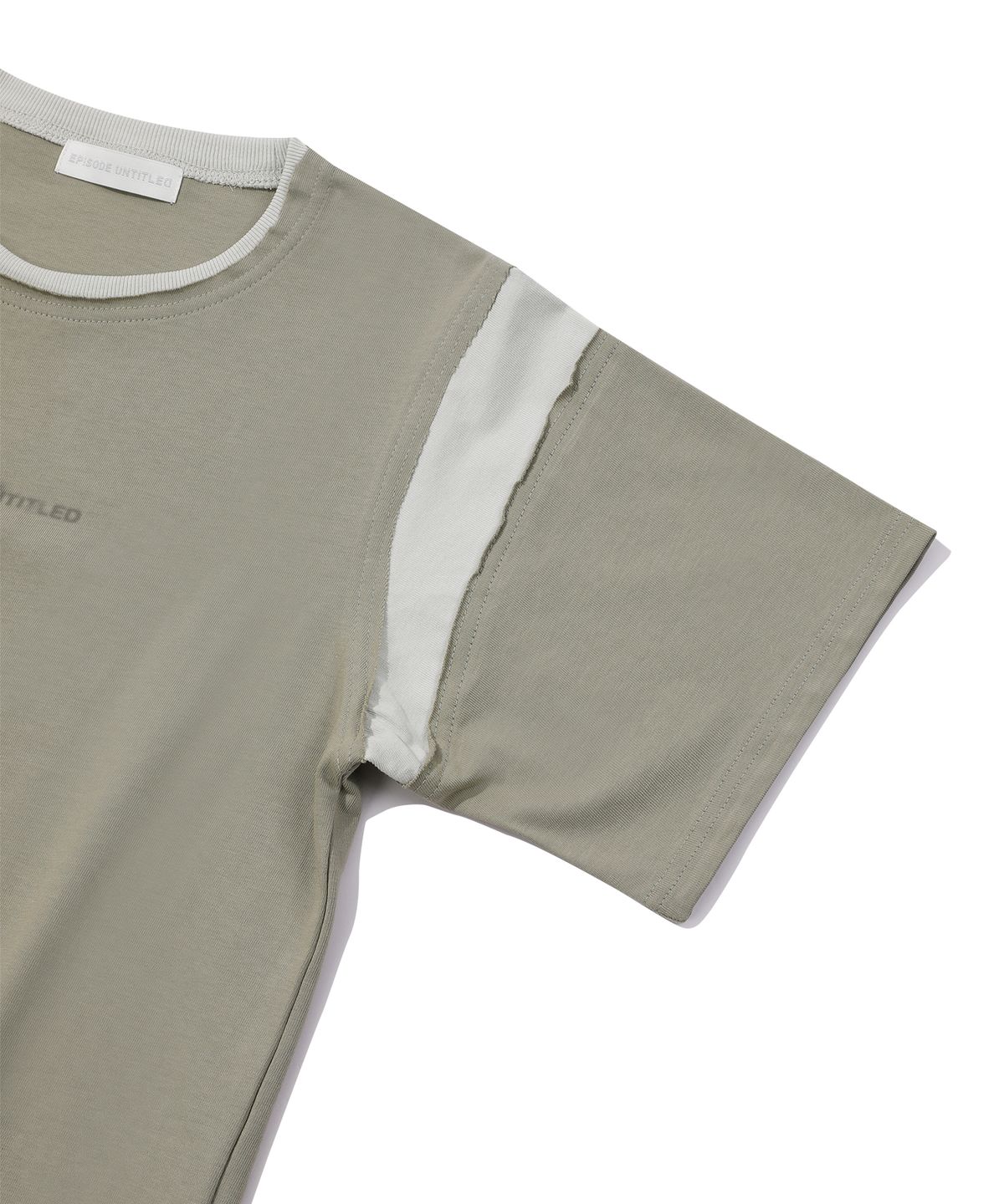 에피소드 언타이틀(EPISODE UNTITLED) CROP MATCH COLORS LOGO PRINT T-SHIRT_MINT KHAKI