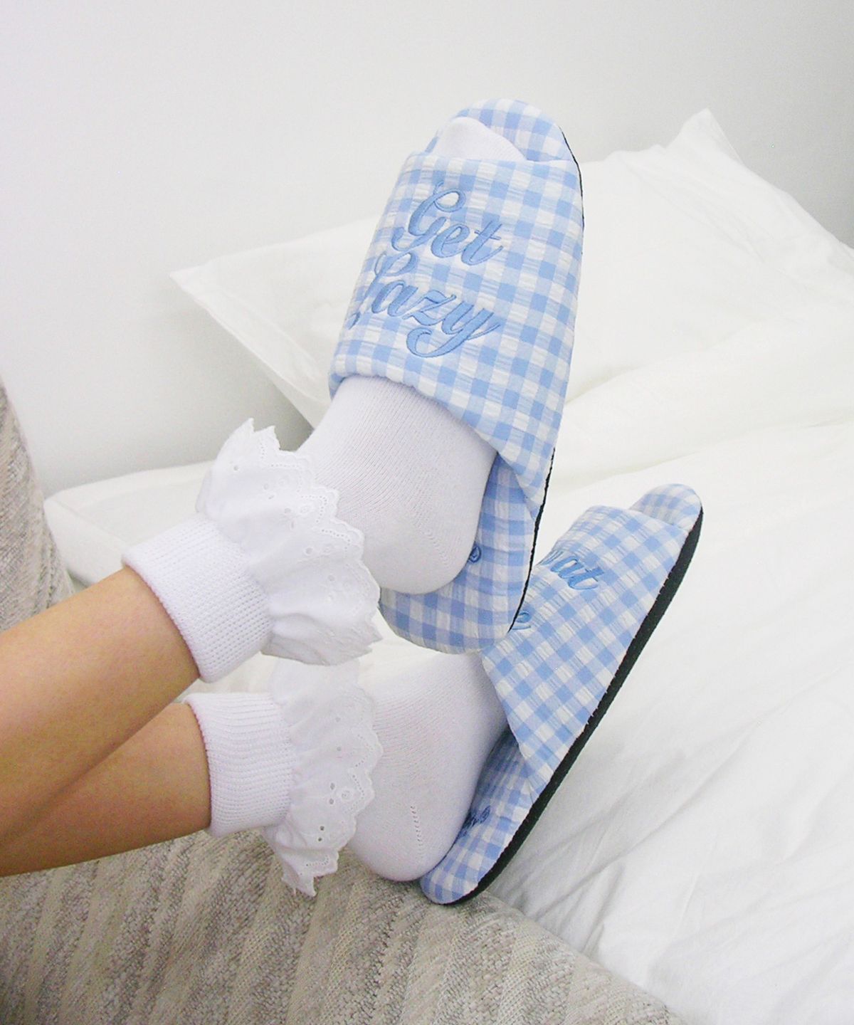 레이지지(LAZYZ) 도로시 깅엄 체크 룸슈즈 (4color)