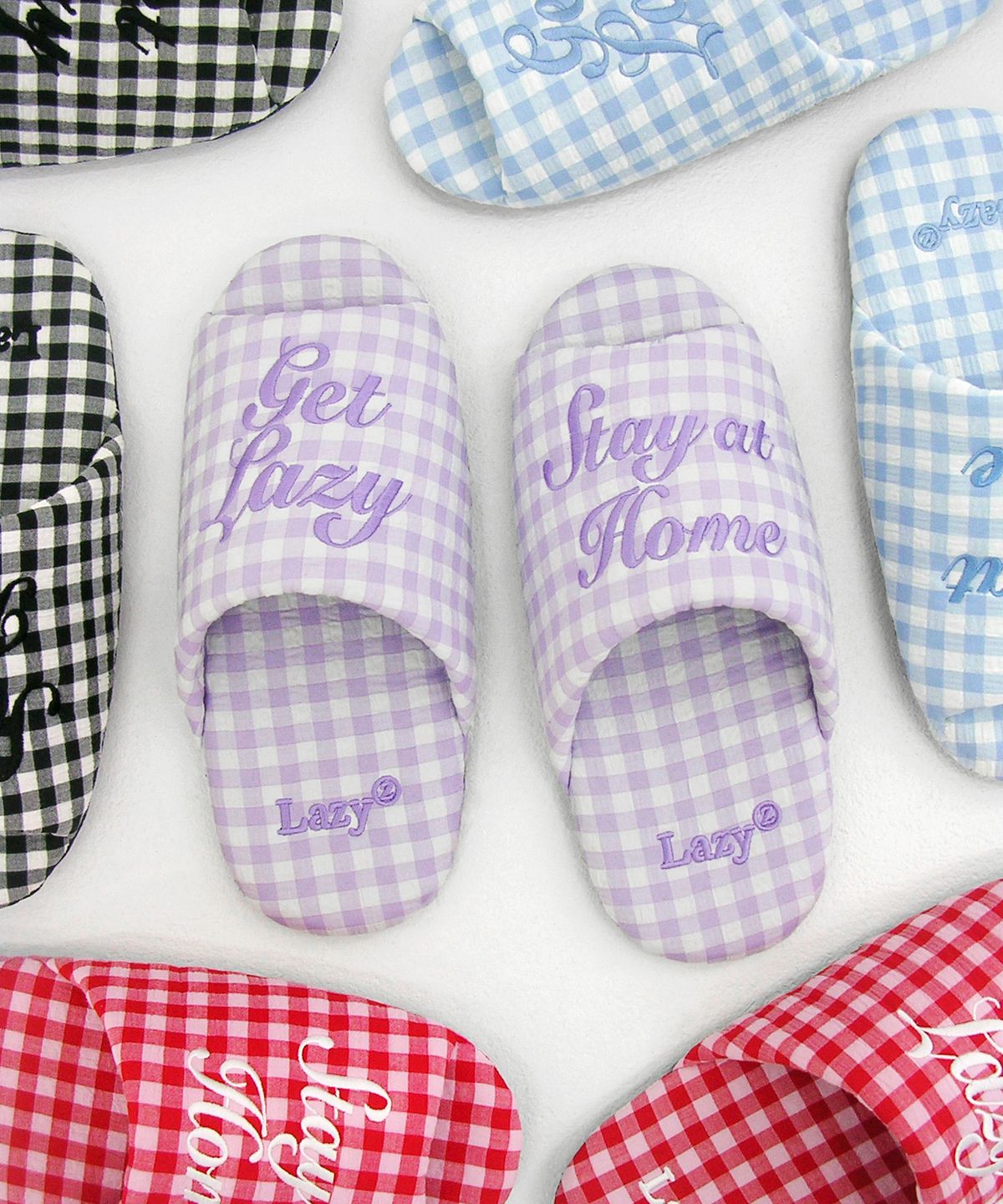 레이지지(LAZYZ) 도로시 깅엄 체크 룸슈즈 (4color)