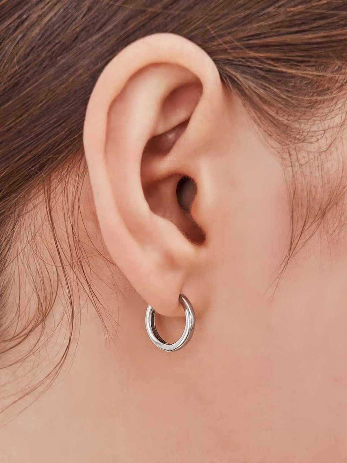 가이거주얼리(GEIGERJEWELRY) 심플 베이직 원터치 링 귀걸이 GISVEE139 (실버925 PIN)