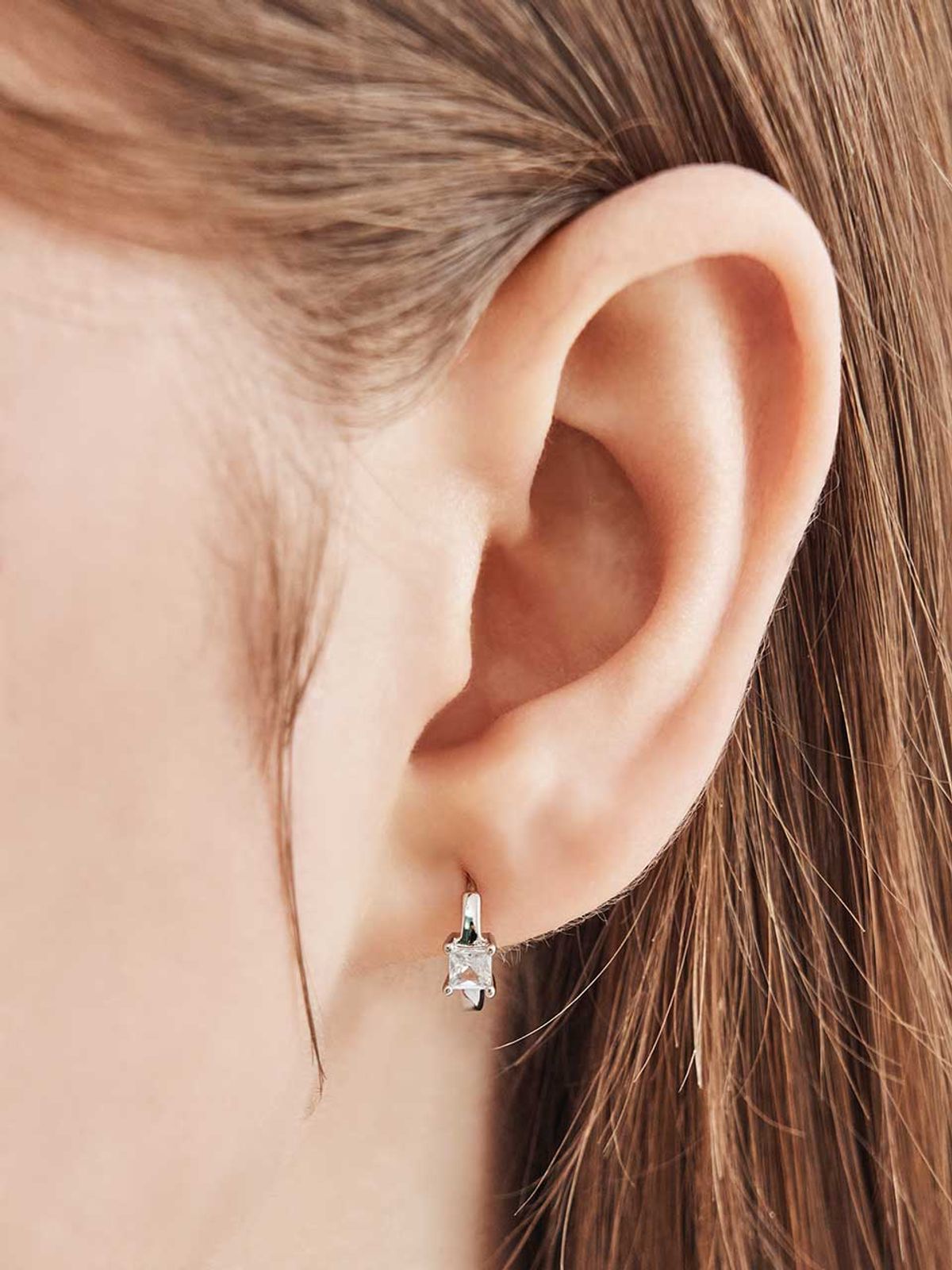 가이거주얼리(GEIGERJEWELRY) 사각스톤 원터치 링 귀걸이 GISVEE133 (실버925 PIN)