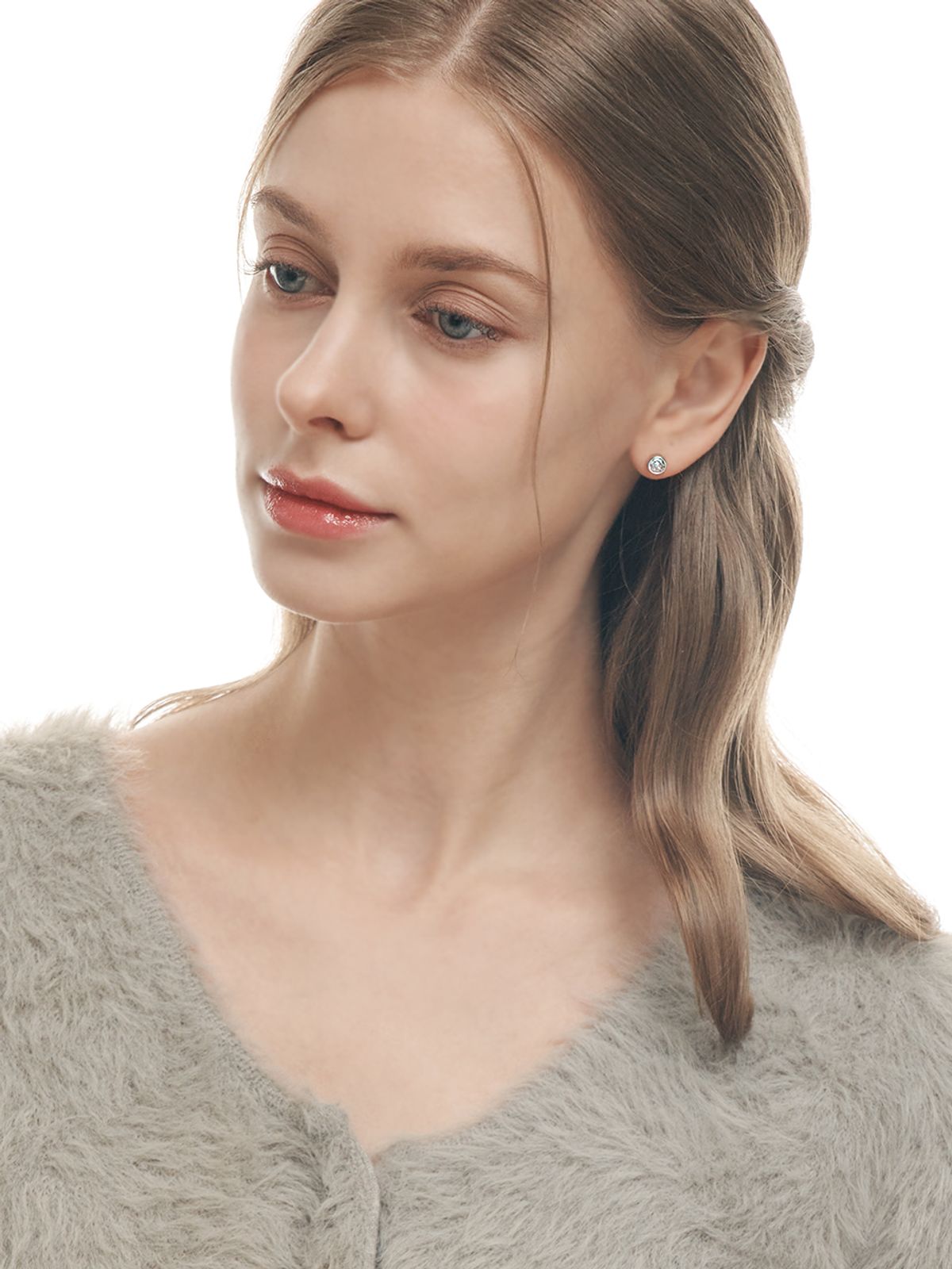 가이거주얼리(GEIGERJEWELRY) 원형 큐빅 귀걸이 GISVEE123 (실버925 PIN)