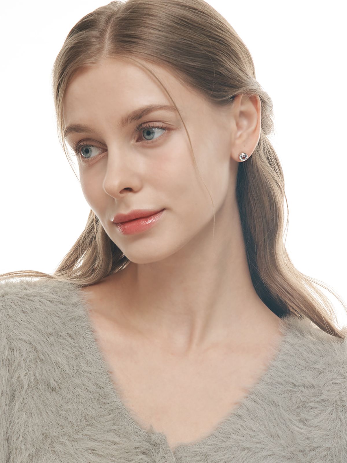 가이거주얼리(GEIGERJEWELRY) 원형 큐빅 귀걸이 GISVEE123 (실버925 PIN)