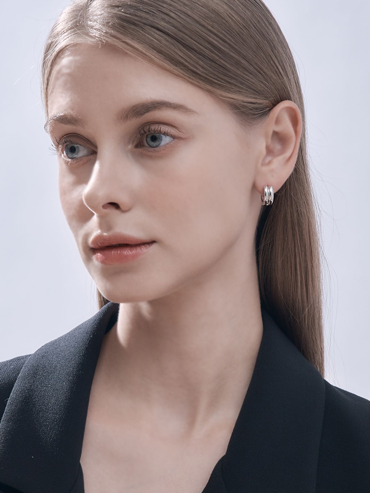 가이거주얼리(GEIGERJEWELRY) 투라인 볼륨 귀걸이 GISVEE118 (실버925 PIN)
