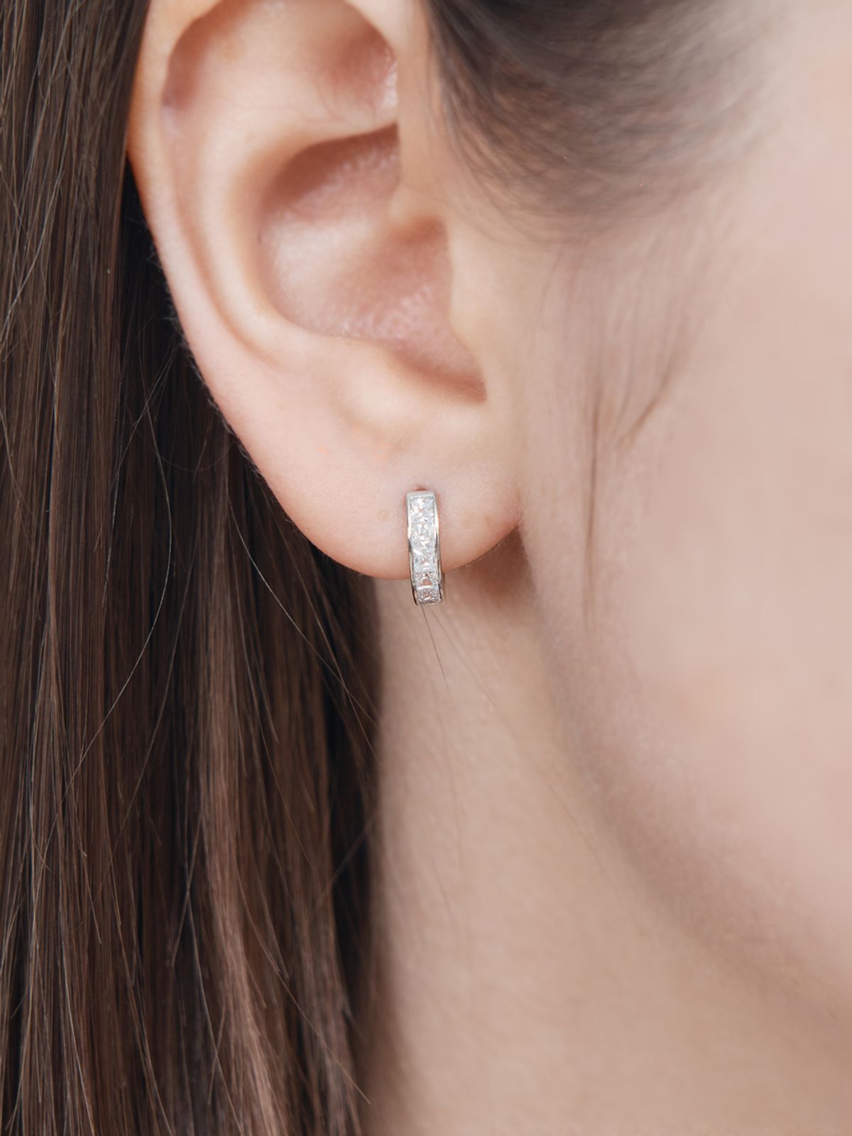 가이거주얼리(GEIGERJEWELRY) 스퀘어 큐빅 원터치 귀걸이 GISVEE131 (실버925 PIN)