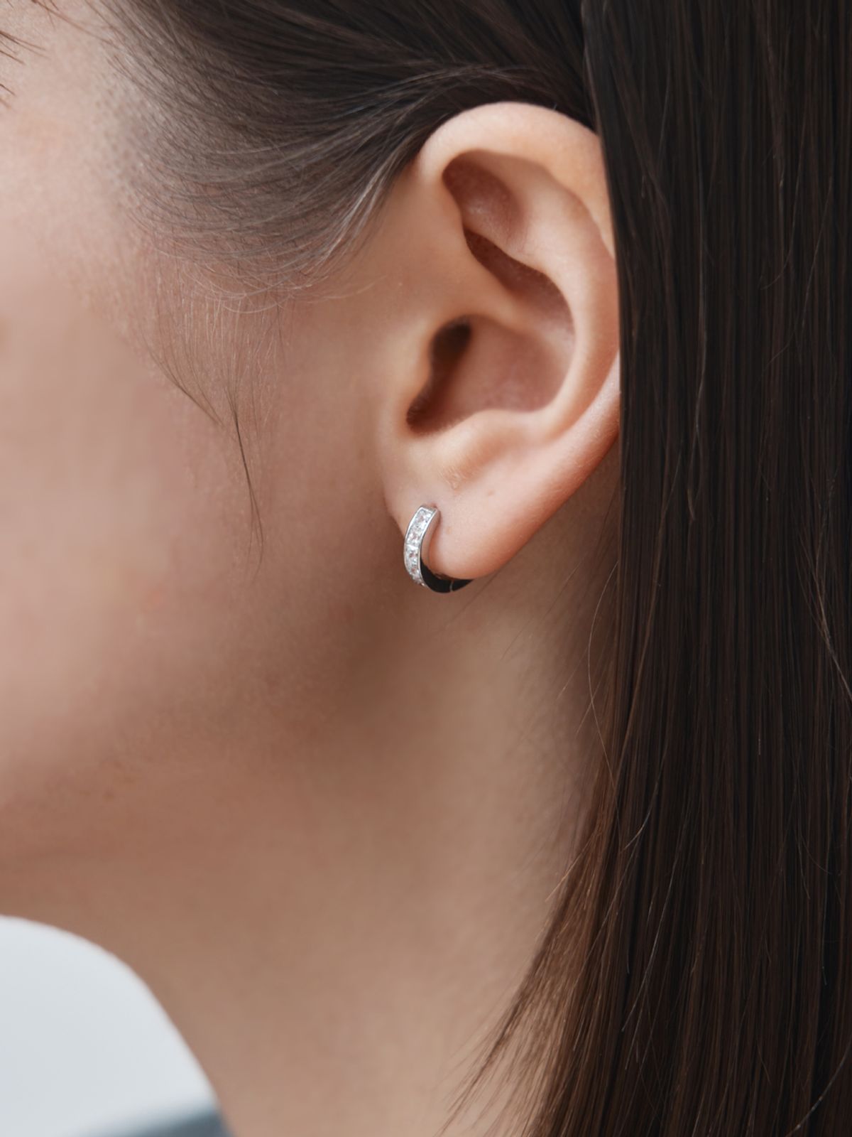 가이거주얼리(GEIGERJEWELRY) 스퀘어 큐빅 원터치 귀걸이 GISVEE131 (실버925 PIN)