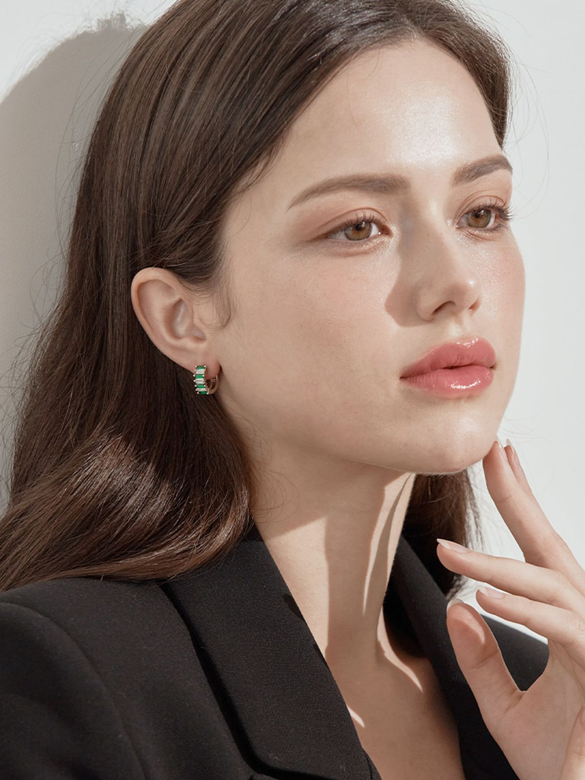 가이거주얼리(GEIGERJEWELRY) 그린 바게트 귀걸이 GISVEE113 (실버925 PIN)