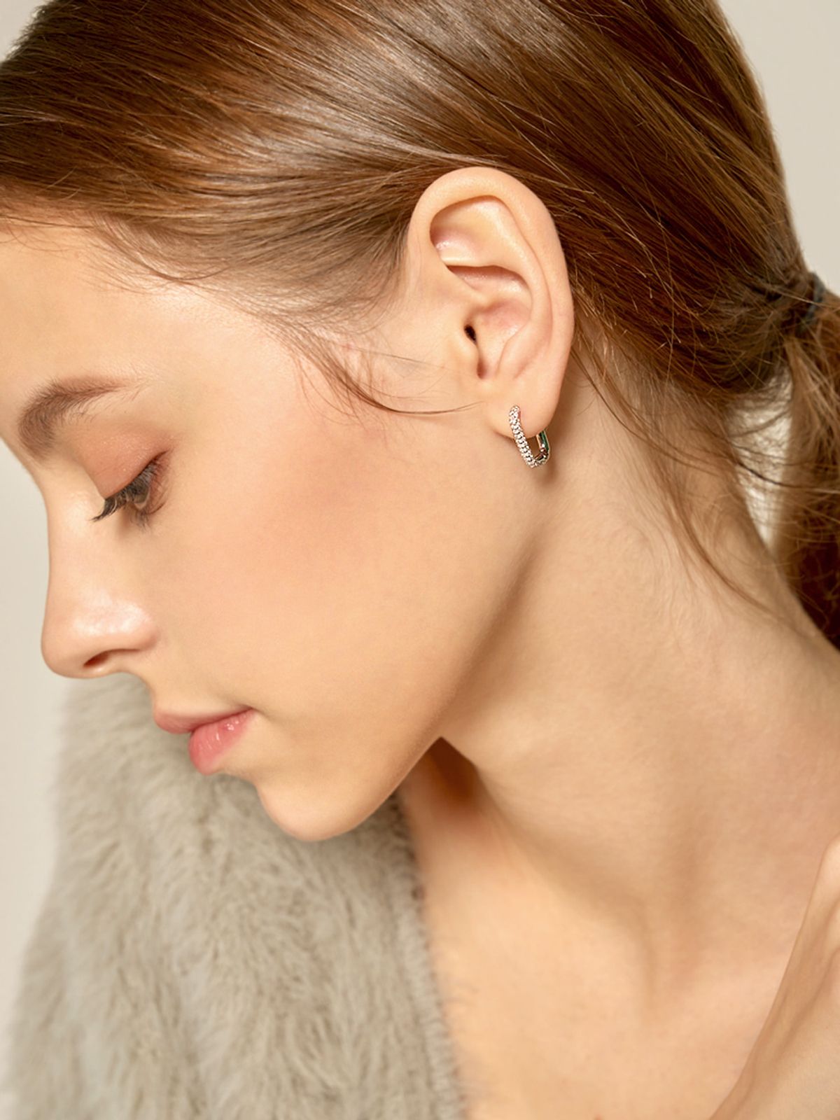 가이거주얼리(GEIGERJEWELRY) 큐빅 스퀘어 원터치 귀걸이 GISVEE110 (실버925 PIN)