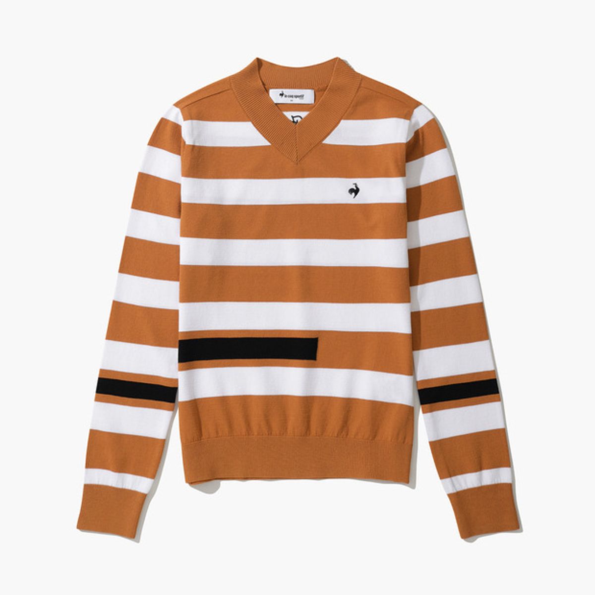 르꼬끄 골프(LECOQ GOLF) 여성 스트라이프 배색 V넥 스웨터 (GP322LKP82)