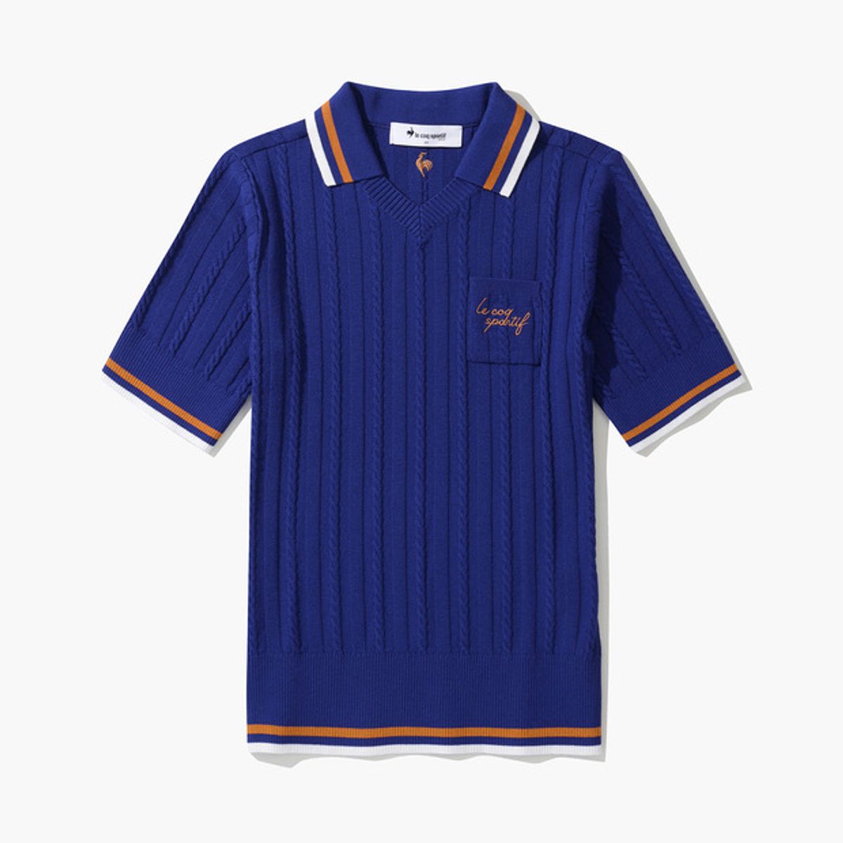 르꼬끄 골프(LECOQ GOLF) 여성 케이블 조직 반팔 카라 스웨터 (GP322LKP81)