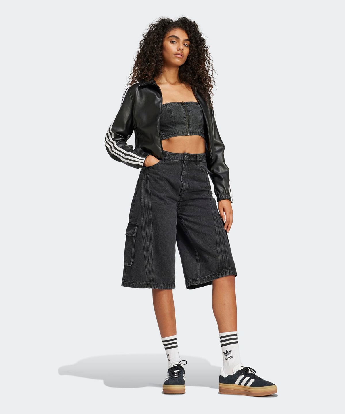 아디다스(ADIDAS) ADILENIUM 2 워시드 데님 튜브탑 - 블랙 / JM9280