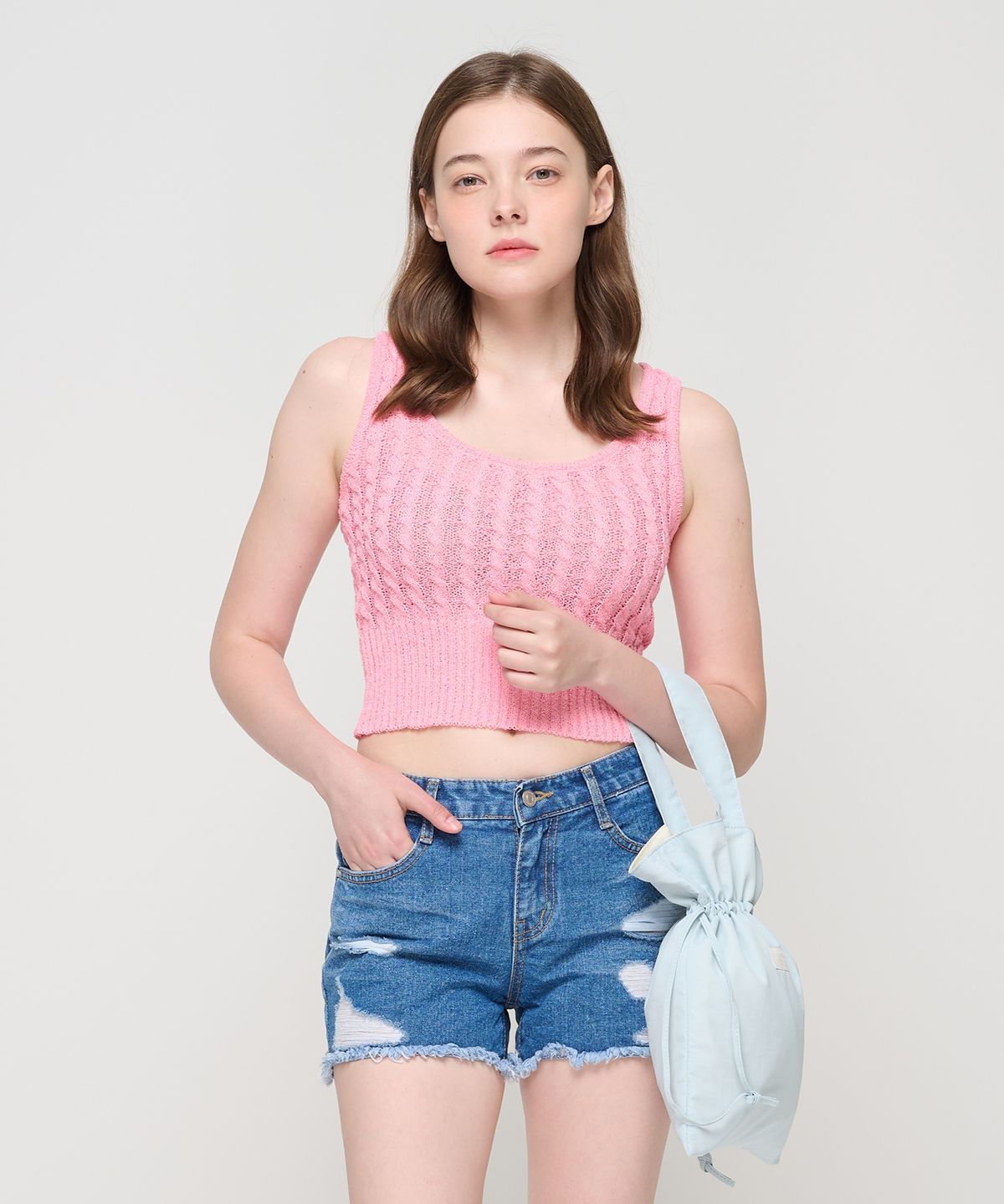 로아드로아(ROIDESROIS) 드로우 스트링 미니 버킷백 (소라)