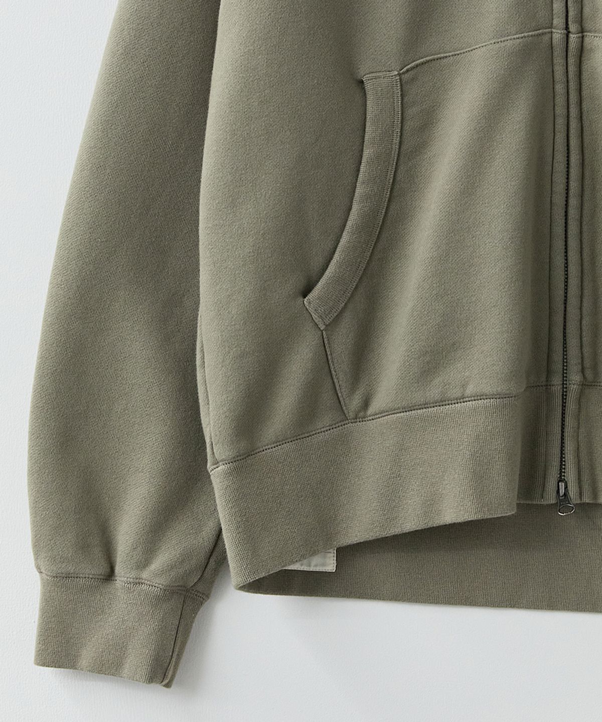 러프사이드(ROUGHSIDE) Oversized Zip Up Hoodie Humus