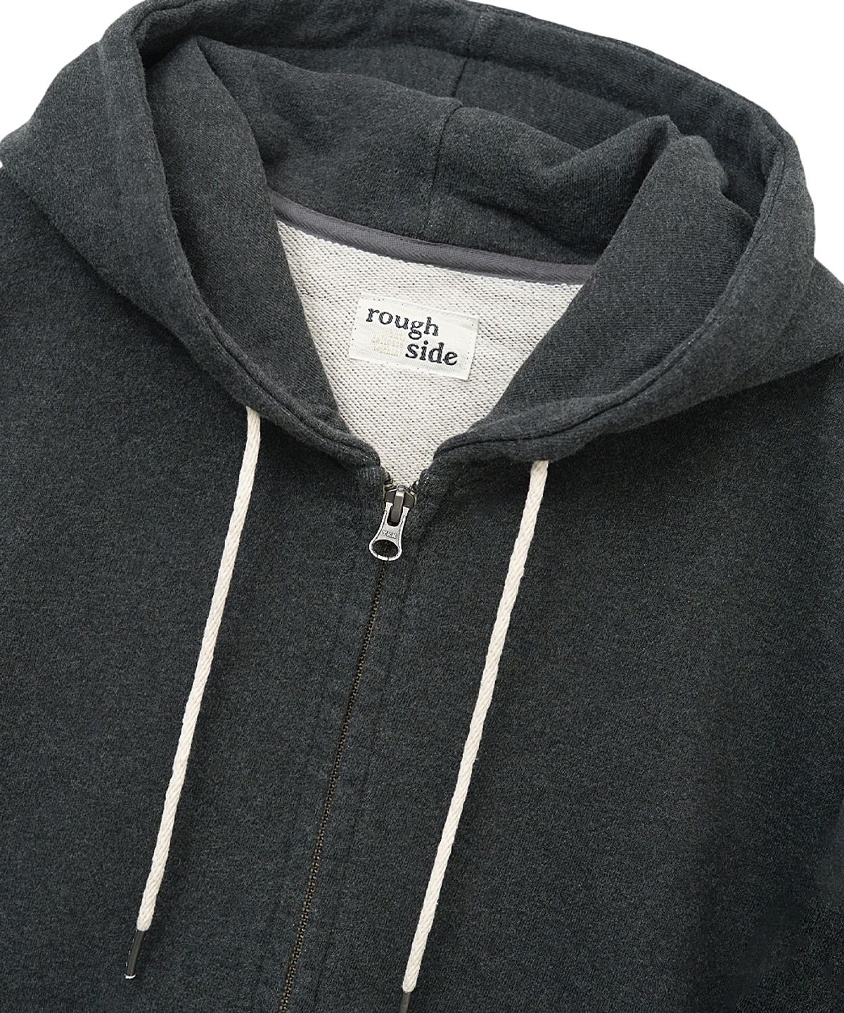러프사이드(ROUGHSIDE) Oversized Zip Up Hoodie Graphite