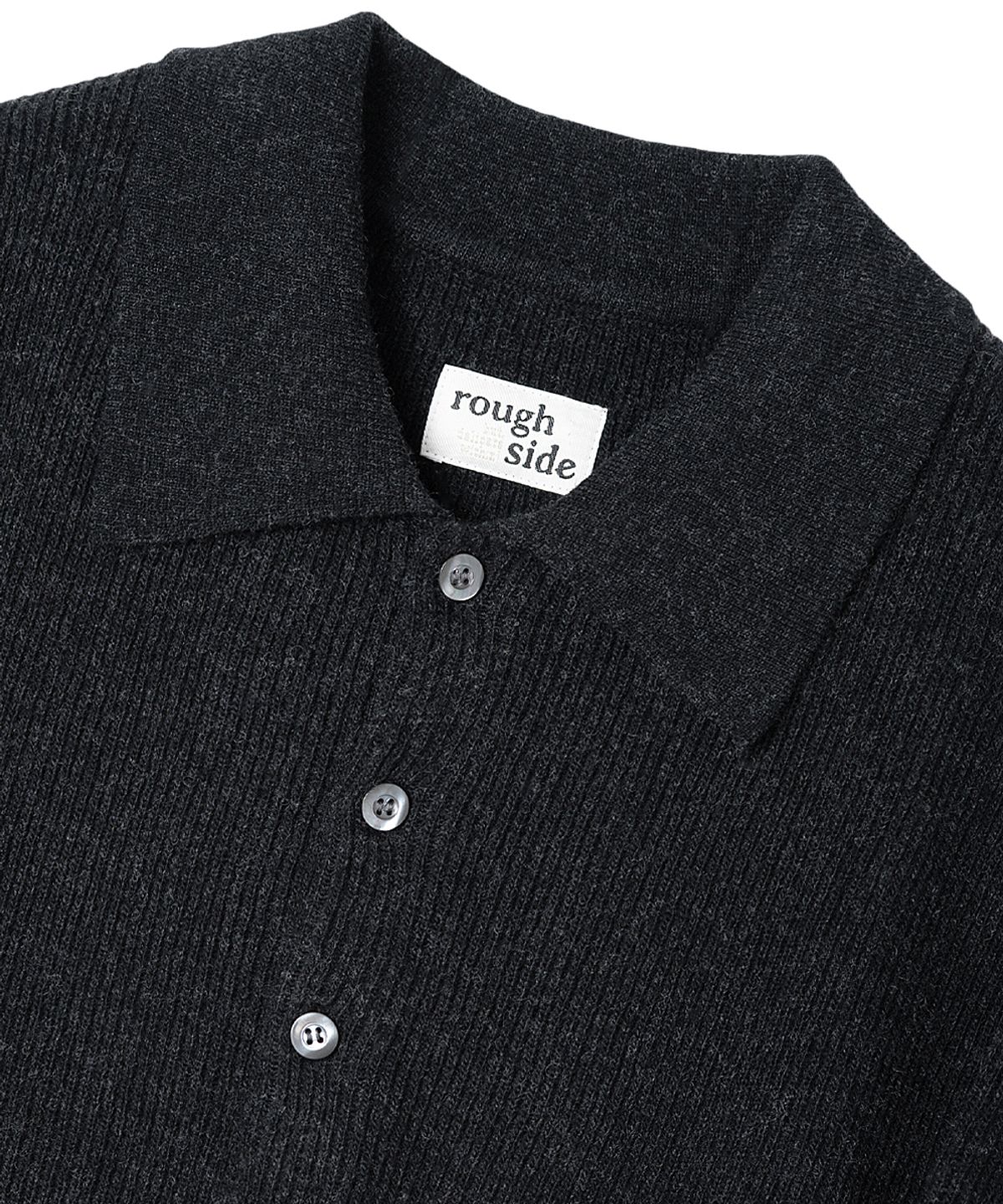 러프사이드(ROUGHSIDE) Collar Knit Ash Black