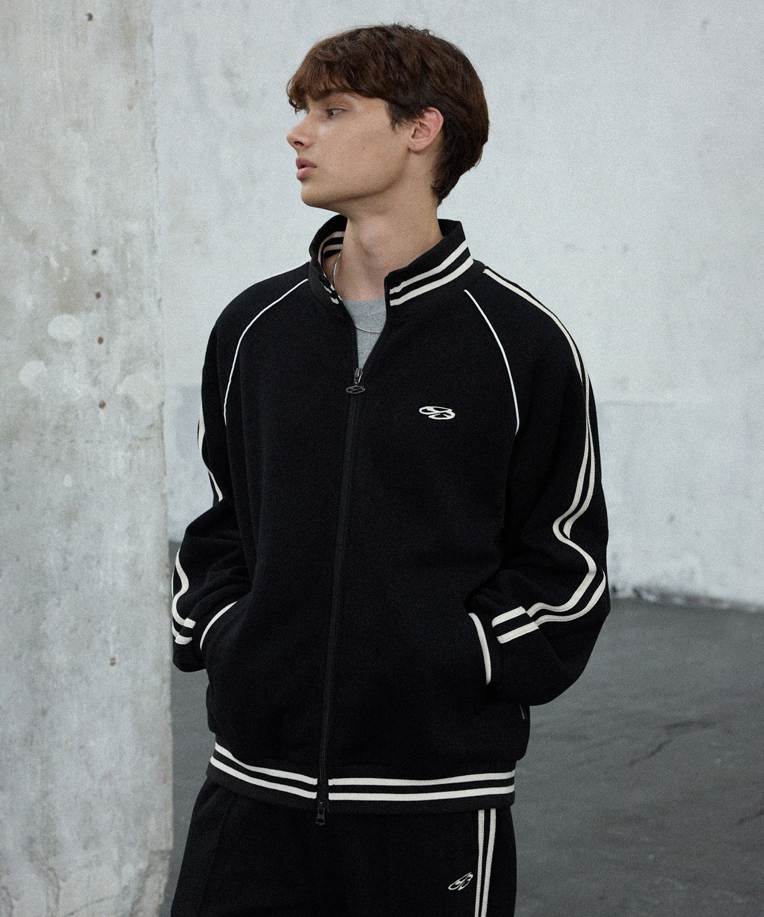 【1993studio】24FW★ Piping Track Pique Zip-Up MUSINSA | 1993STUDIO Piping track pique zip-up_black