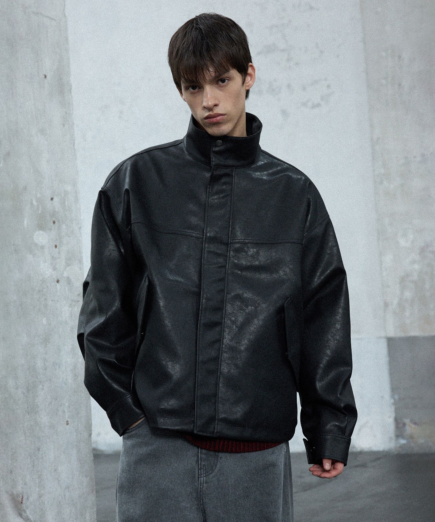 お歳暮 のし MUSINSA Jacket_Black Field Leather Logo Symbol 1993STUDIO | ジャケット・アウター
