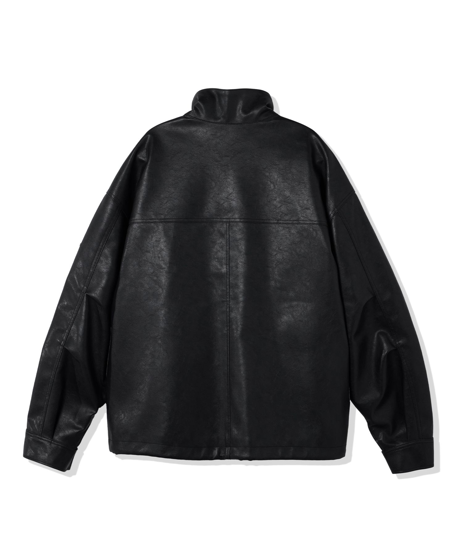 MUSINSA | 1993STUDIO Symbol Logo Leather Field Jacket_Black