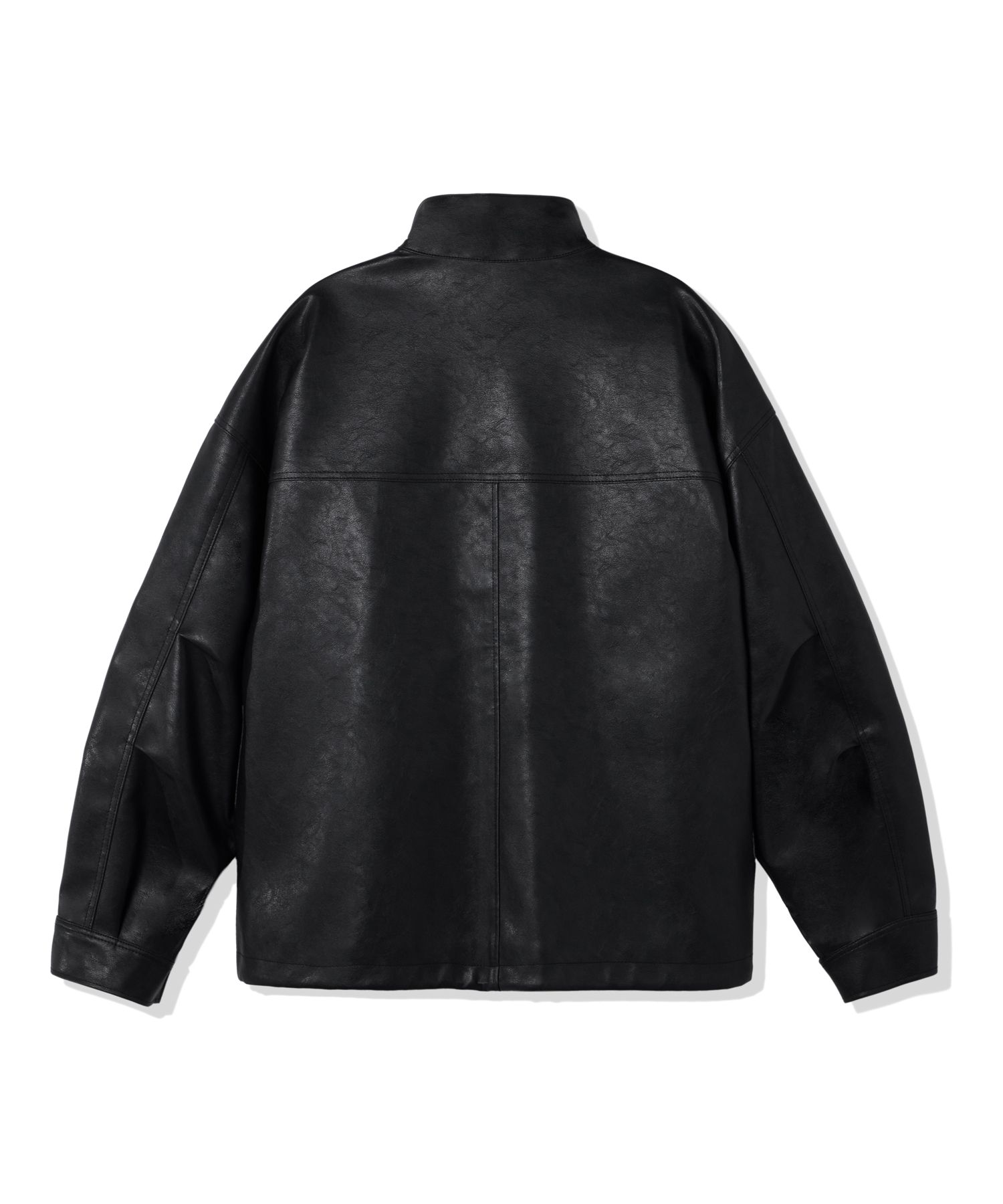MUSINSA公式 | 1993STUDIO Symbol Logo Leather Field Jacket_Black