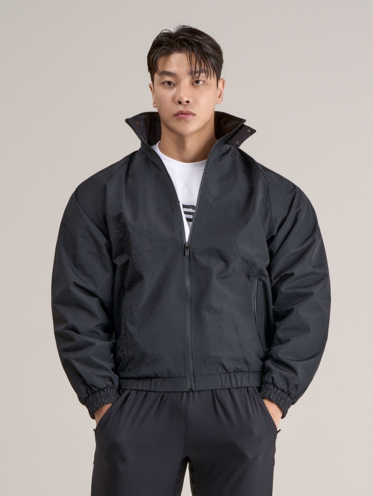 바이젝(BYSEC) [SET] 우븐 라인 머슬 브레이커 자켓 + 우븐스판 머슬 브레이커 팬츠_2Color