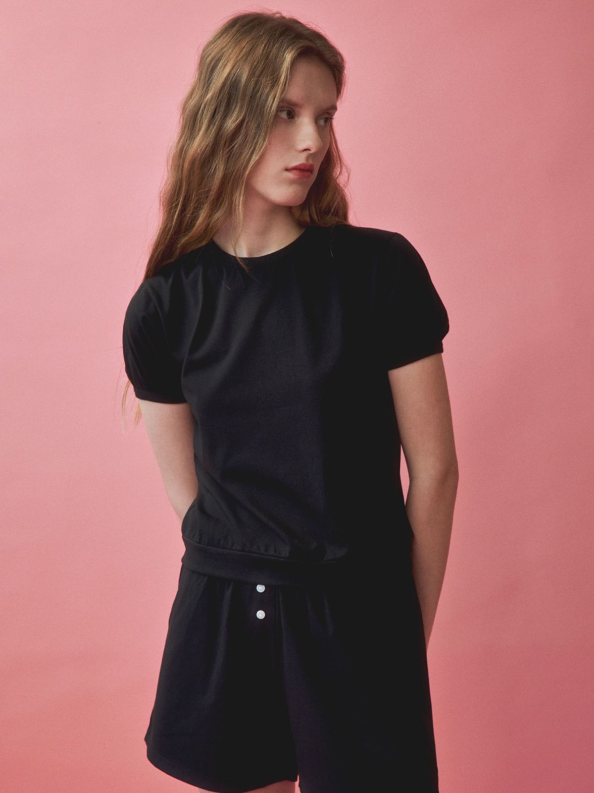 노우드(NOEUD) Essential half sleeves (Black)