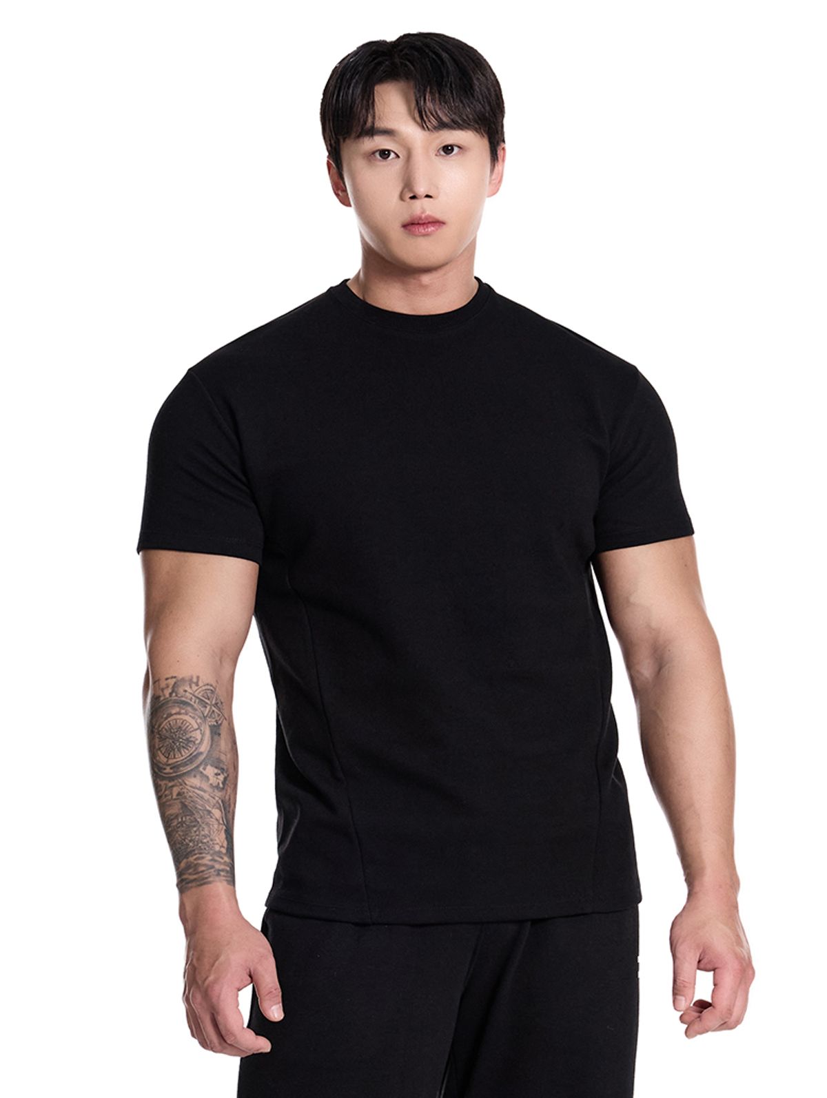 바이젝(BYSEC) [SET] 퍼펙트 특양면 무지 머슬핏 반팔 티셔츠_7Color + 우븐스판 머슬 브레이커 팬츠_2Color