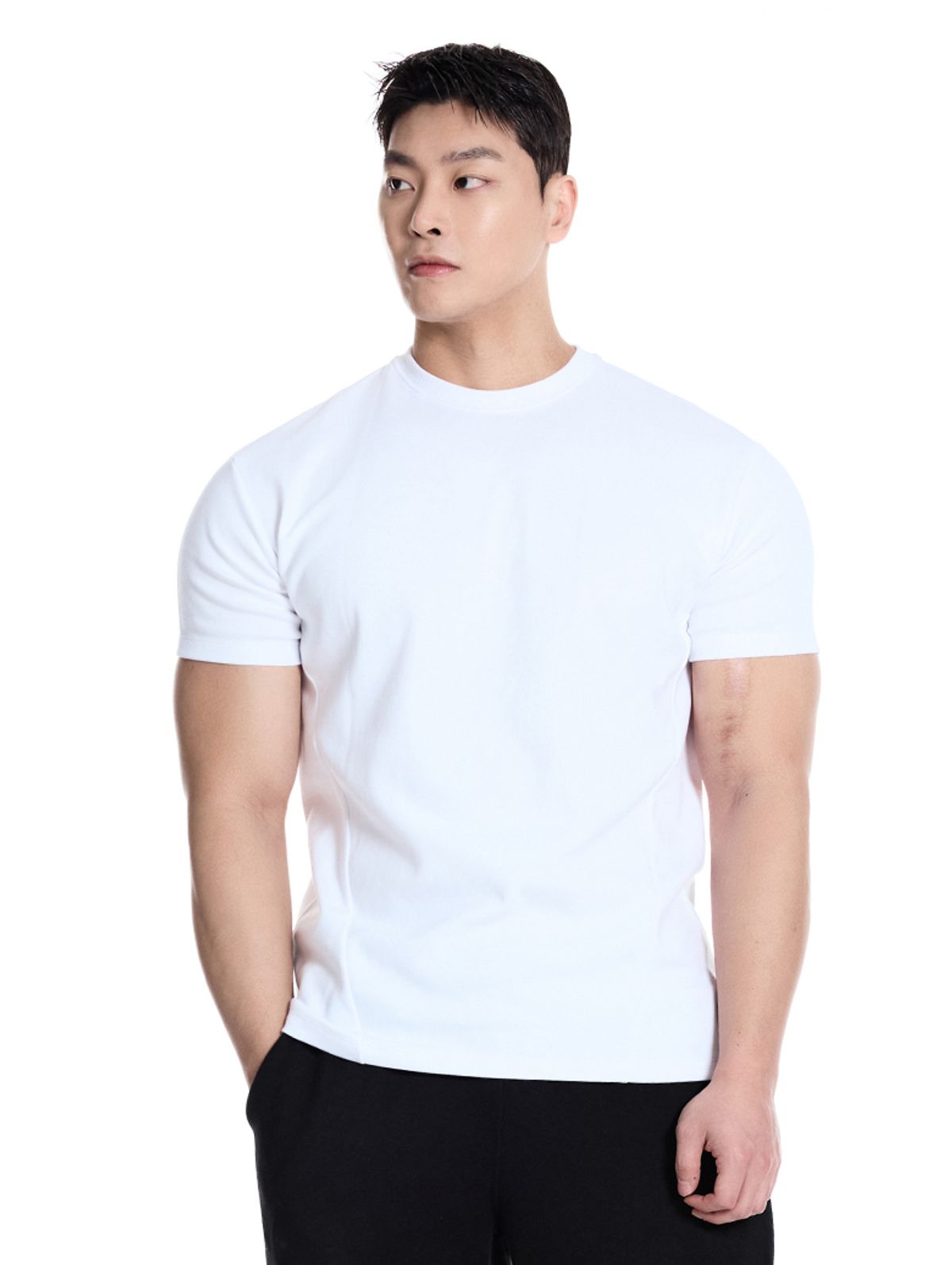 바이젝(BYSEC) [SET] 퍼펙트 특양면 무지 머슬핏 반팔 티셔츠_7Color + 우븐스판 머슬 브레이커 팬츠_2Color