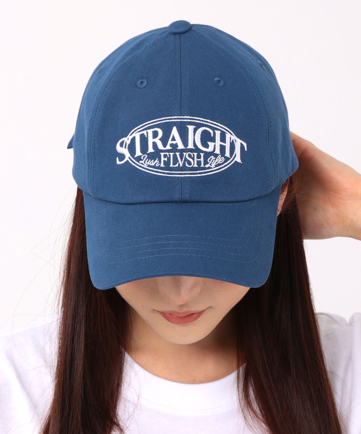 플러시(FLVSH) 블루 블랙 자수 로고 볼캡