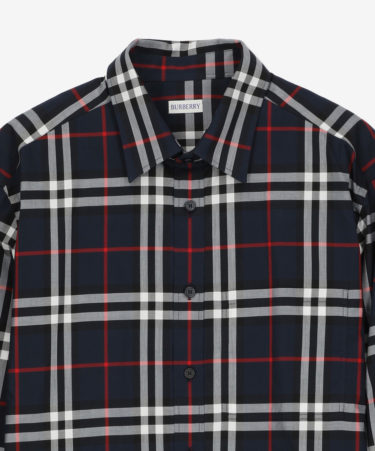 MUSINSA公式 | BURBERRY Check Cotton Regular Fit Shirt - Navy