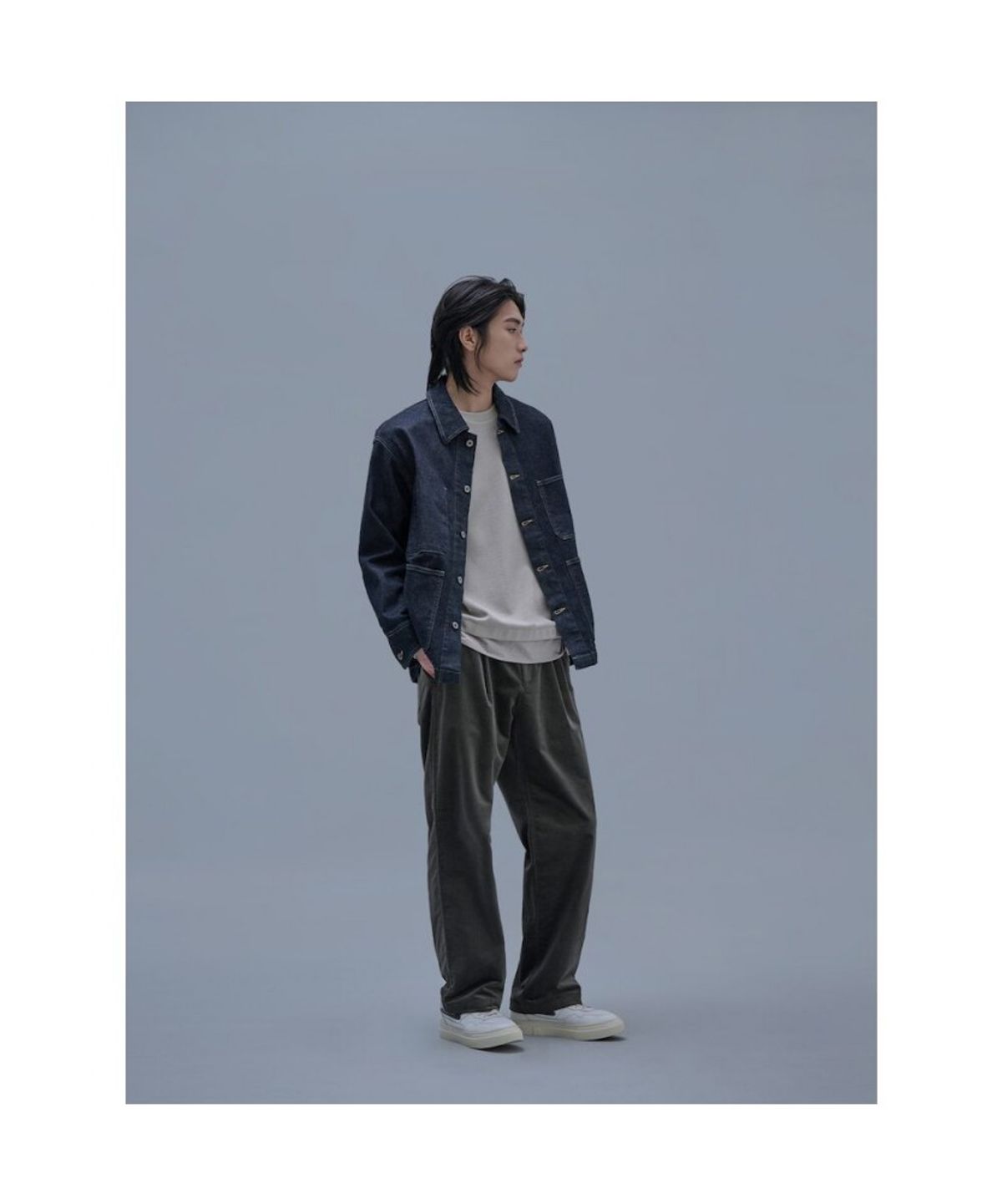 시프트지(SHIFT.G) Mallet Denim Coverall Jacket Navy