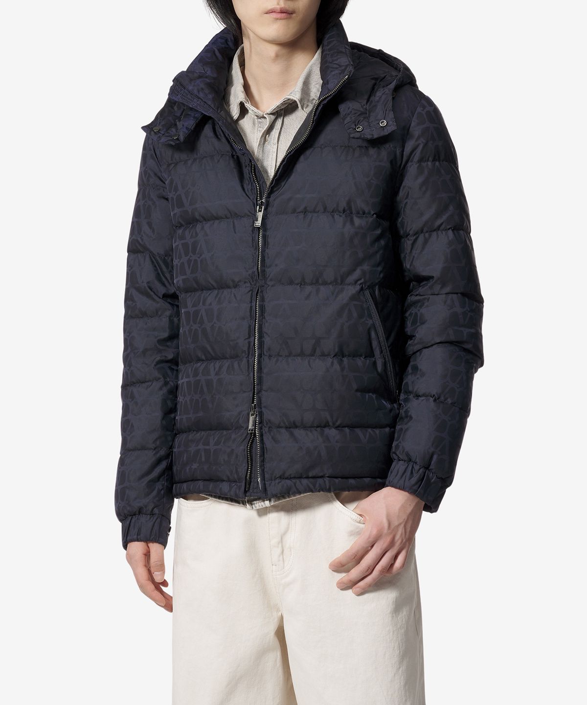 발렌티노(VALENTINO) 트왈 이코노그라프 패턴 나일론 패딩 - 네이비 / 5V3CNA319VFYE6