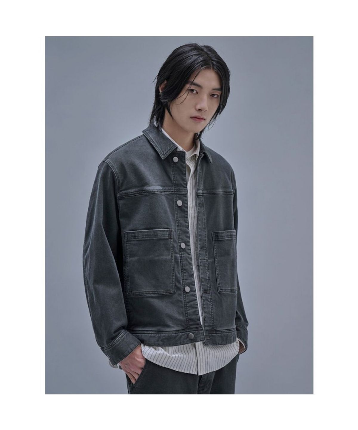 시프트지(SHIFT.G) Mallet Denim Trucker Jacket Khaki Grey
