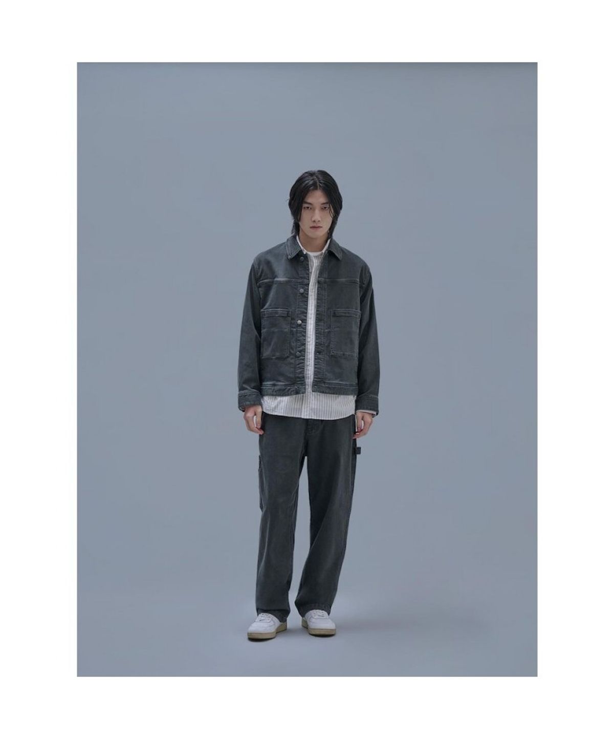 시프트지(SHIFT.G) Mallet Denim Trucker Jacket Khaki Grey