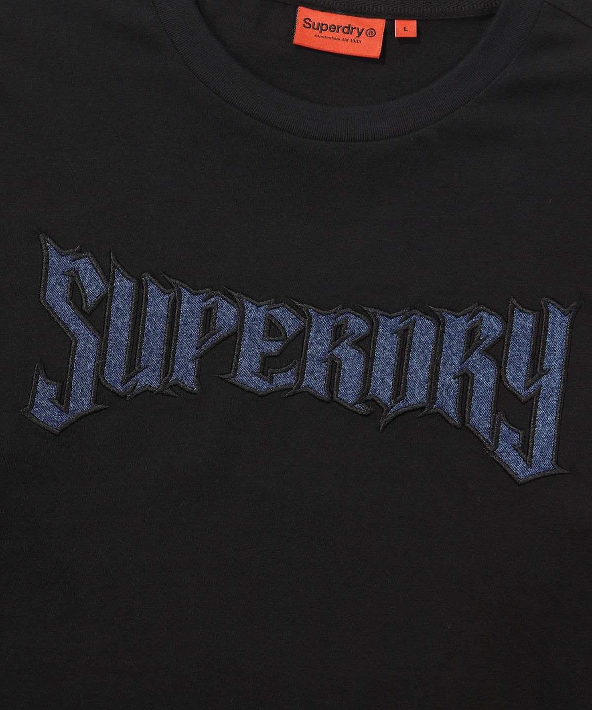 슈퍼드라이(SUPERDRY) 아플리케 레귤러 긴팔 티셔츠 블랙