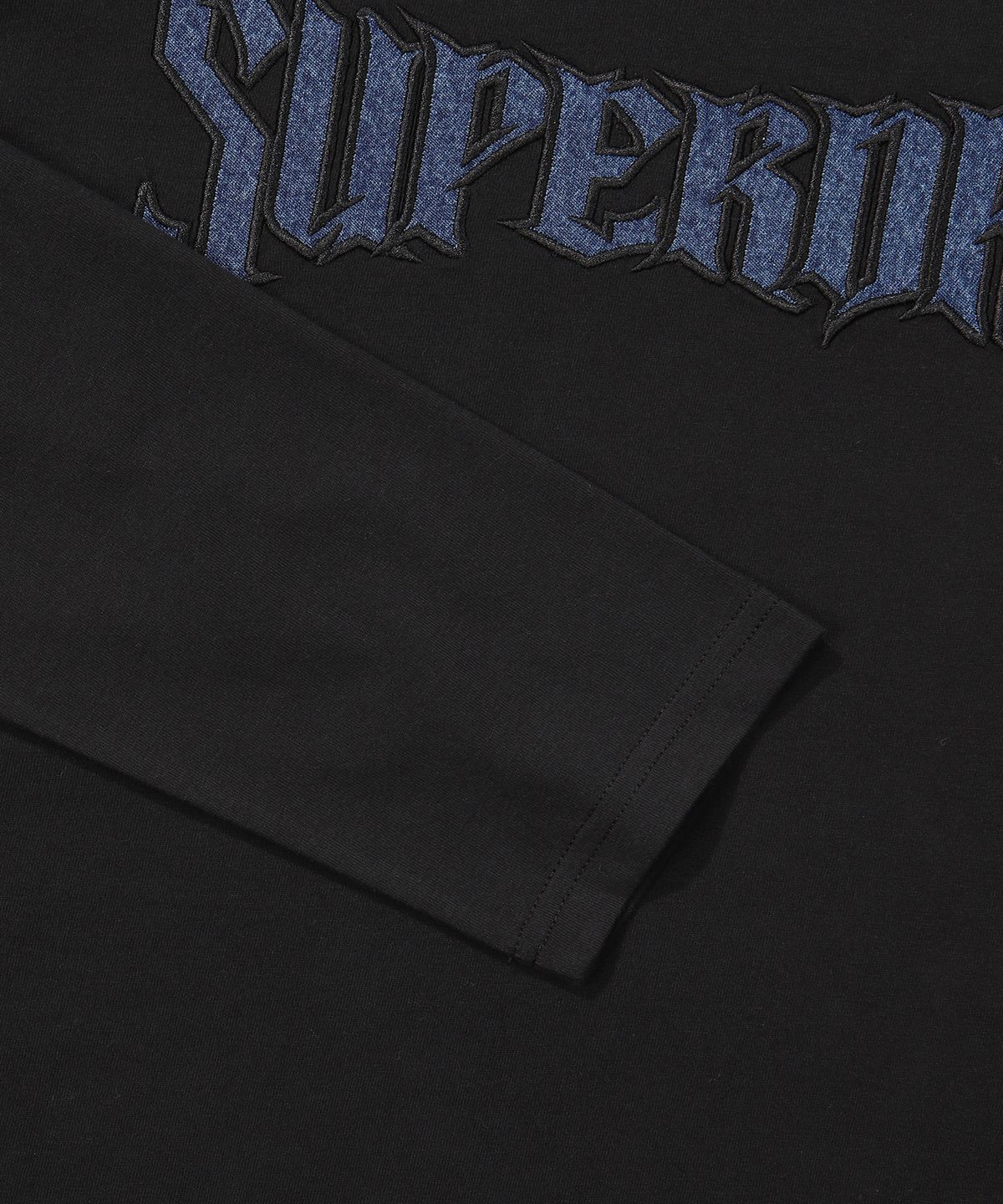 슈퍼드라이(SUPERDRY) 아플리케 레귤러 긴팔 티셔츠 블랙