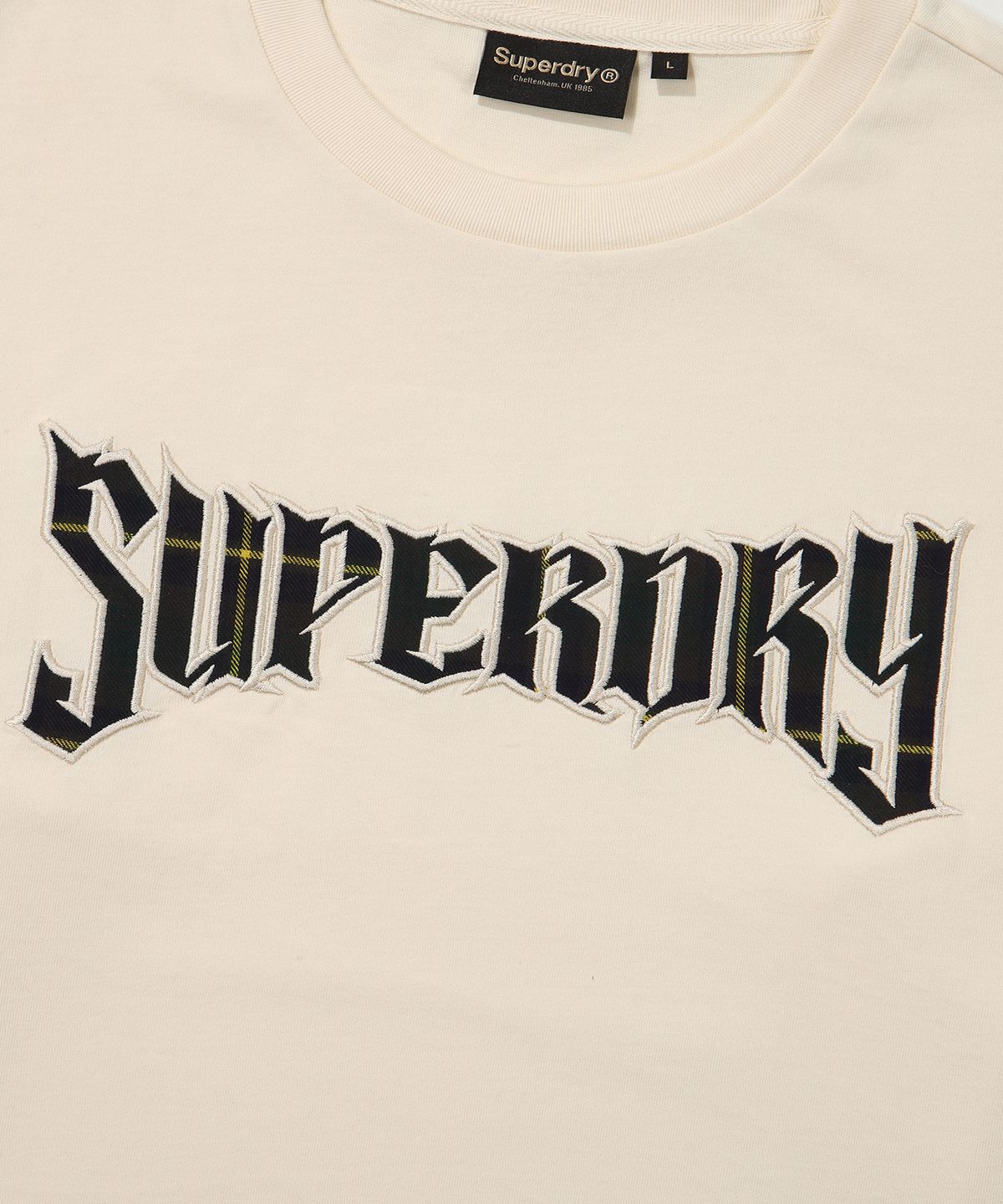 슈퍼드라이(SUPERDRY) 아플리케 레귤러 긴팔 티셔츠 아이보리