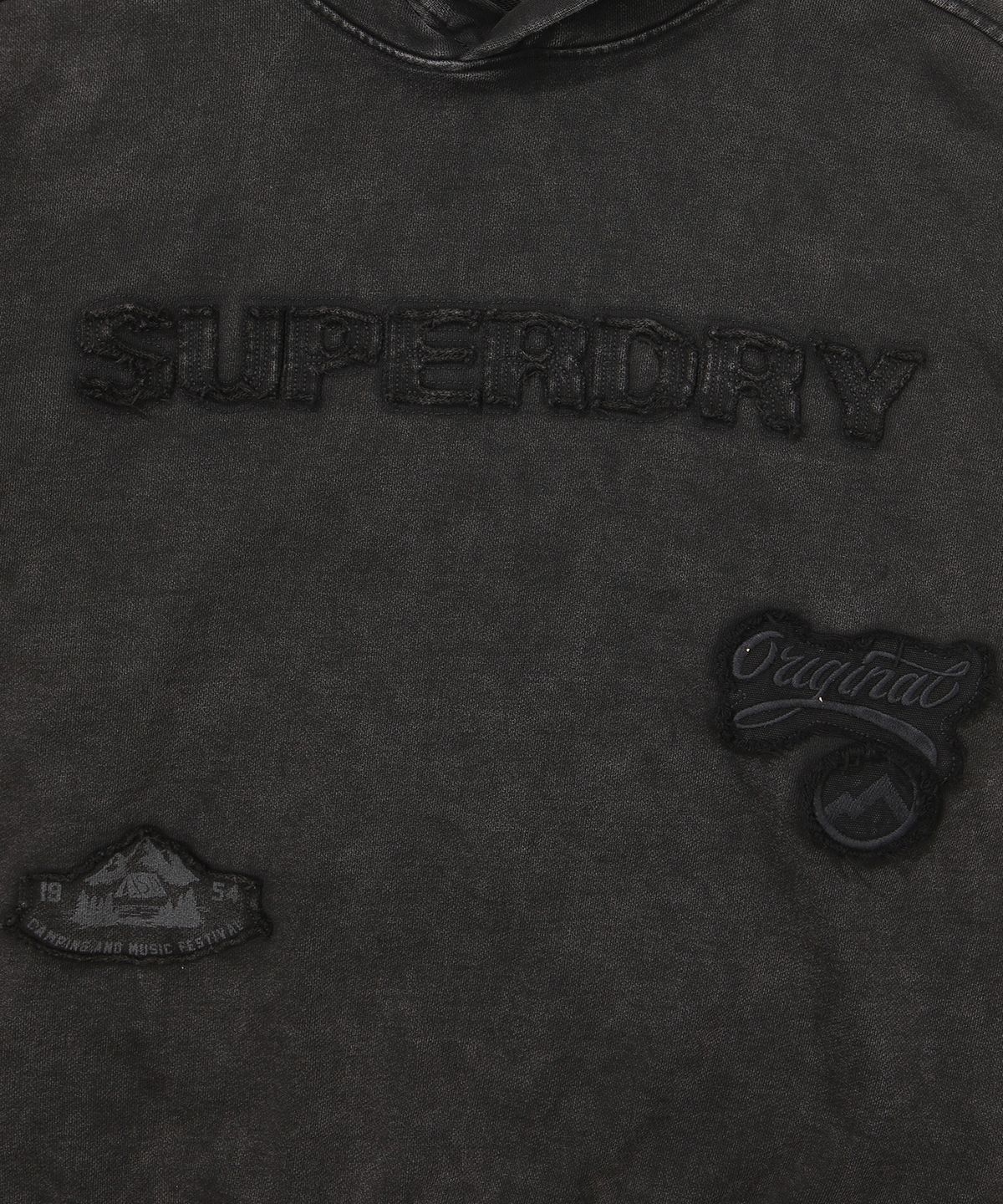 슈퍼드라이(SUPERDRY) 빈티지 가먼트 워싱 후드티셔츠 블랙