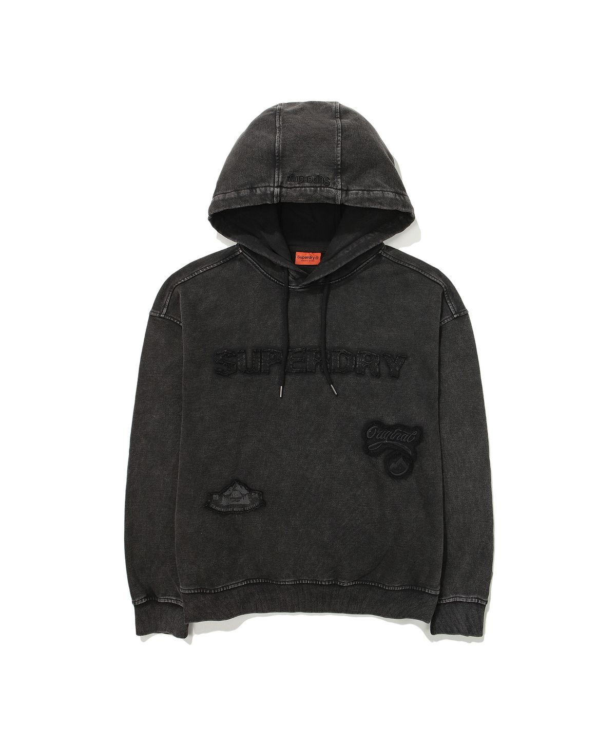 슈퍼드라이(SUPERDRY) 빈티지 가먼트 워싱 후드티셔츠 블랙