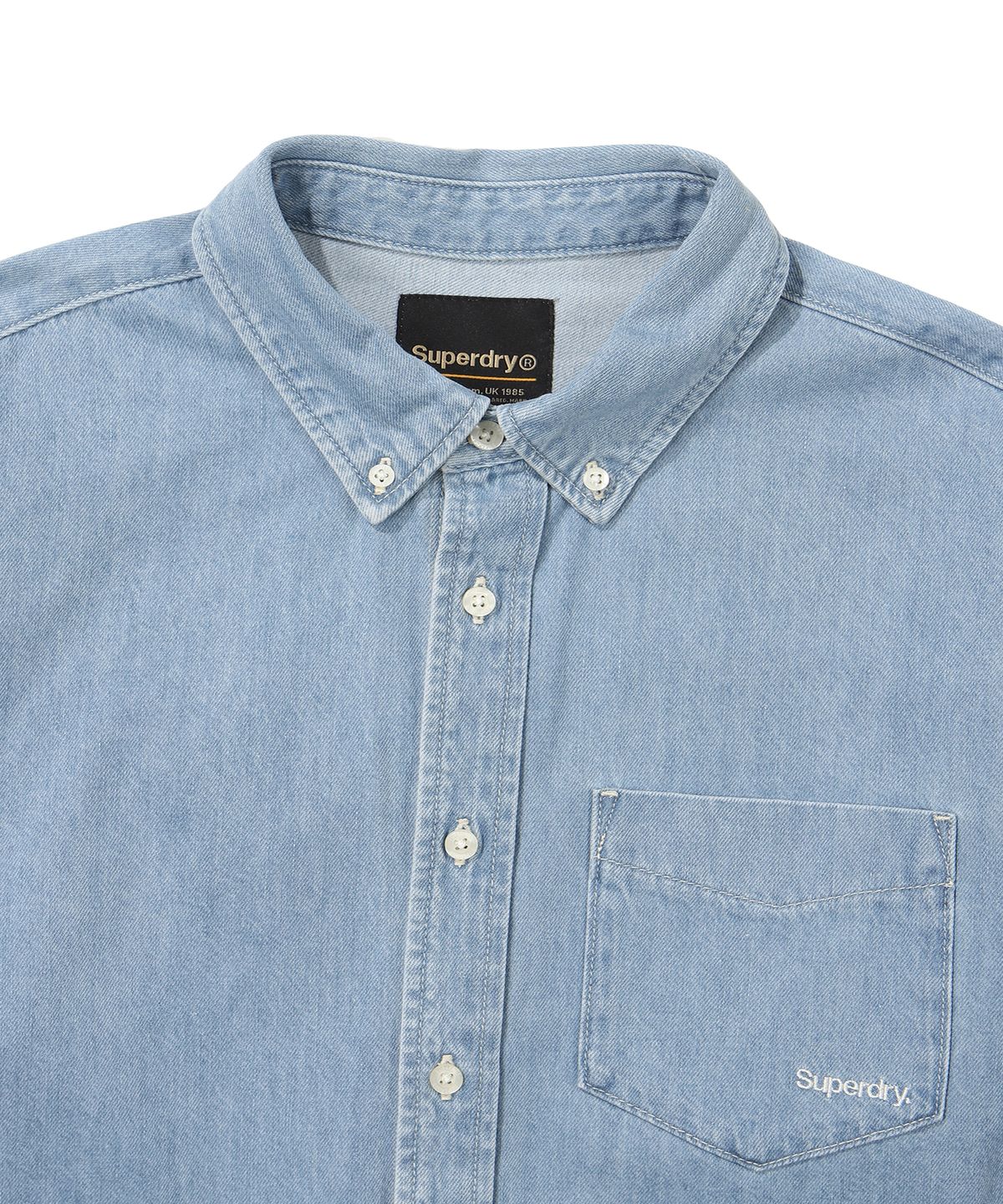 슈퍼드라이(SUPERDRY) 에센셜 세미 오버핏 데님 셔츠 인디고